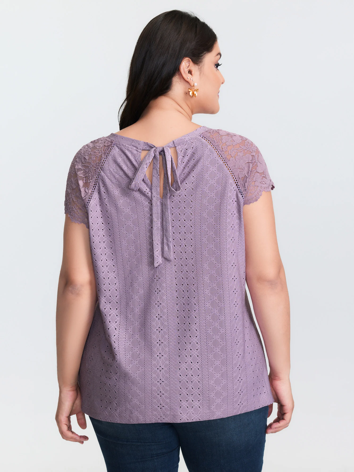 Lace Trim Back-Tie T-Shirt - Image 5