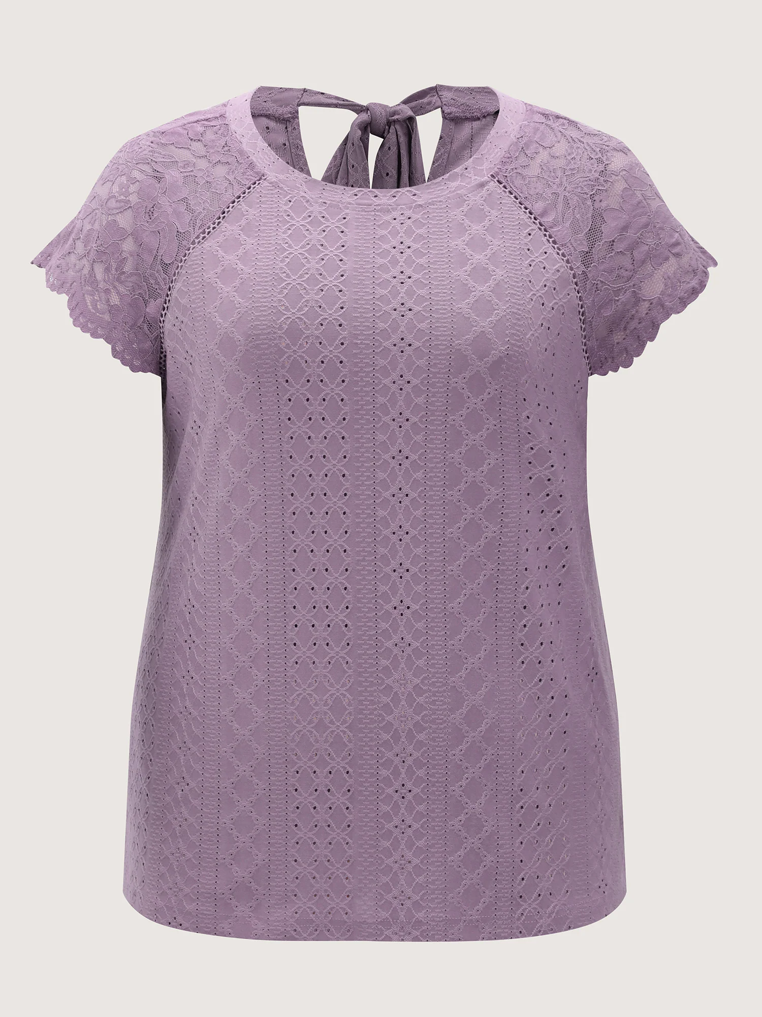 Lace Trim Back-Tie T-Shirt - Image 8