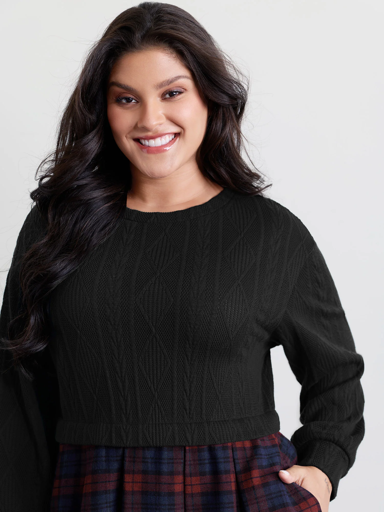 Layered Plaid Pockets Mini Dress - Image 2