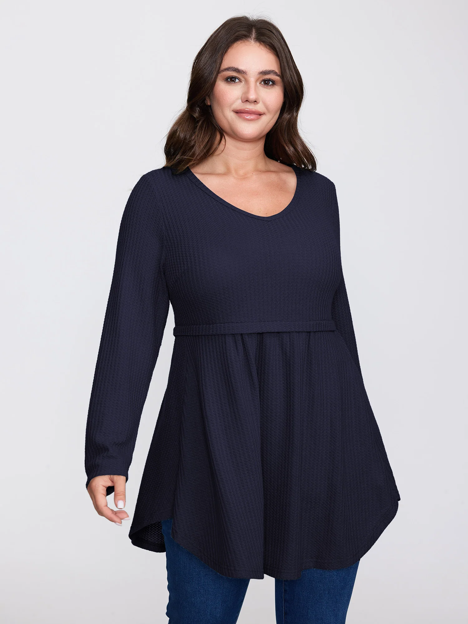 Layered V-Neck Fit and Flare Knit Top - Image 8