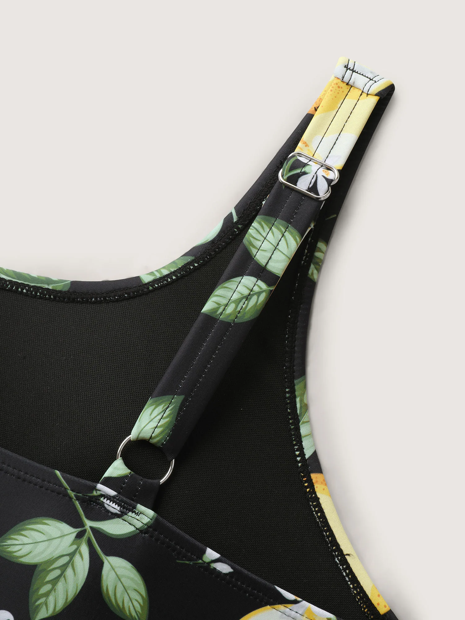 Lemon Print Scoop Neck Bikini Top - Image 5