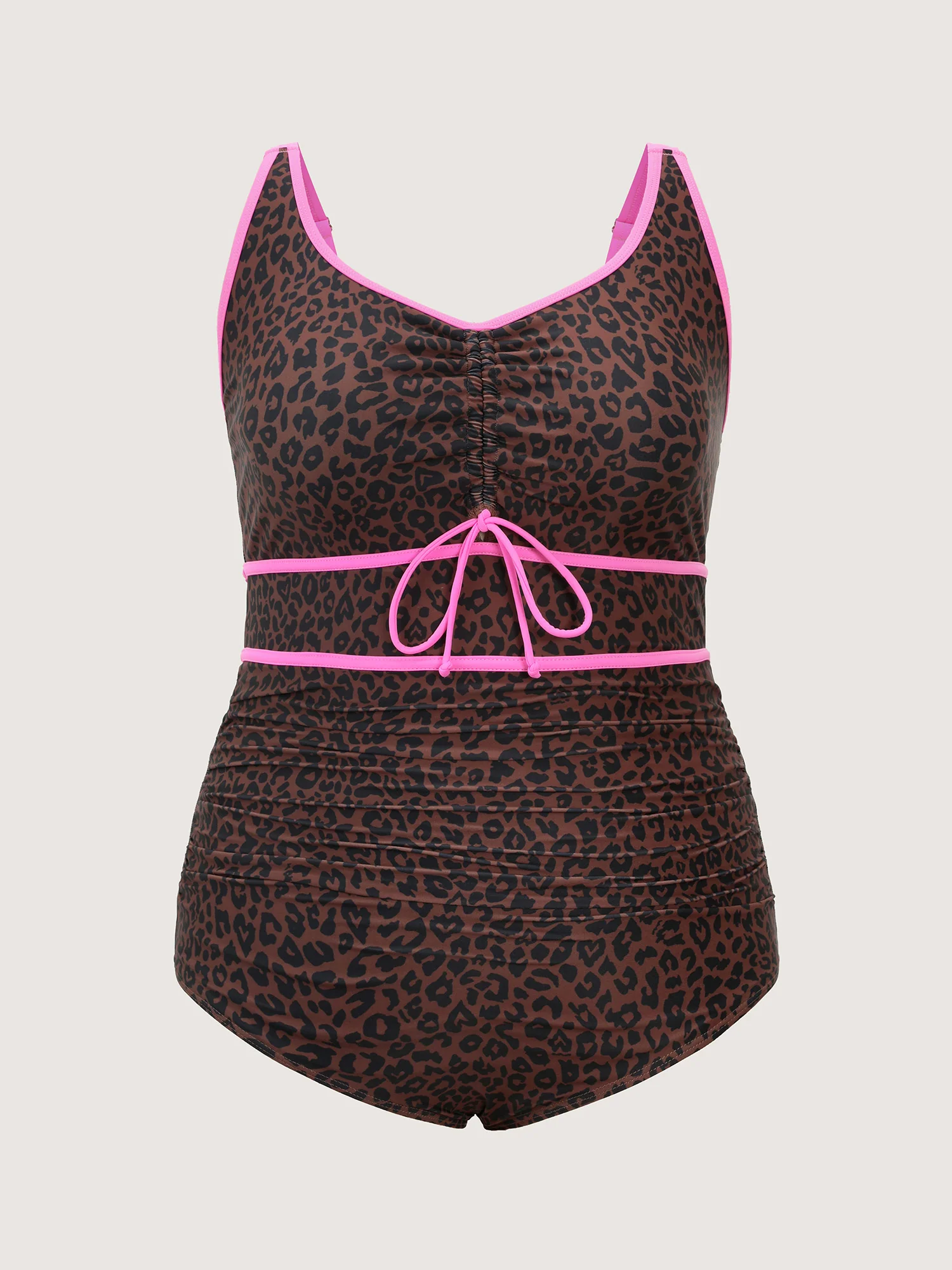 Leopard Print Channel Drawstring One-Piece Swimsuit - Image 7