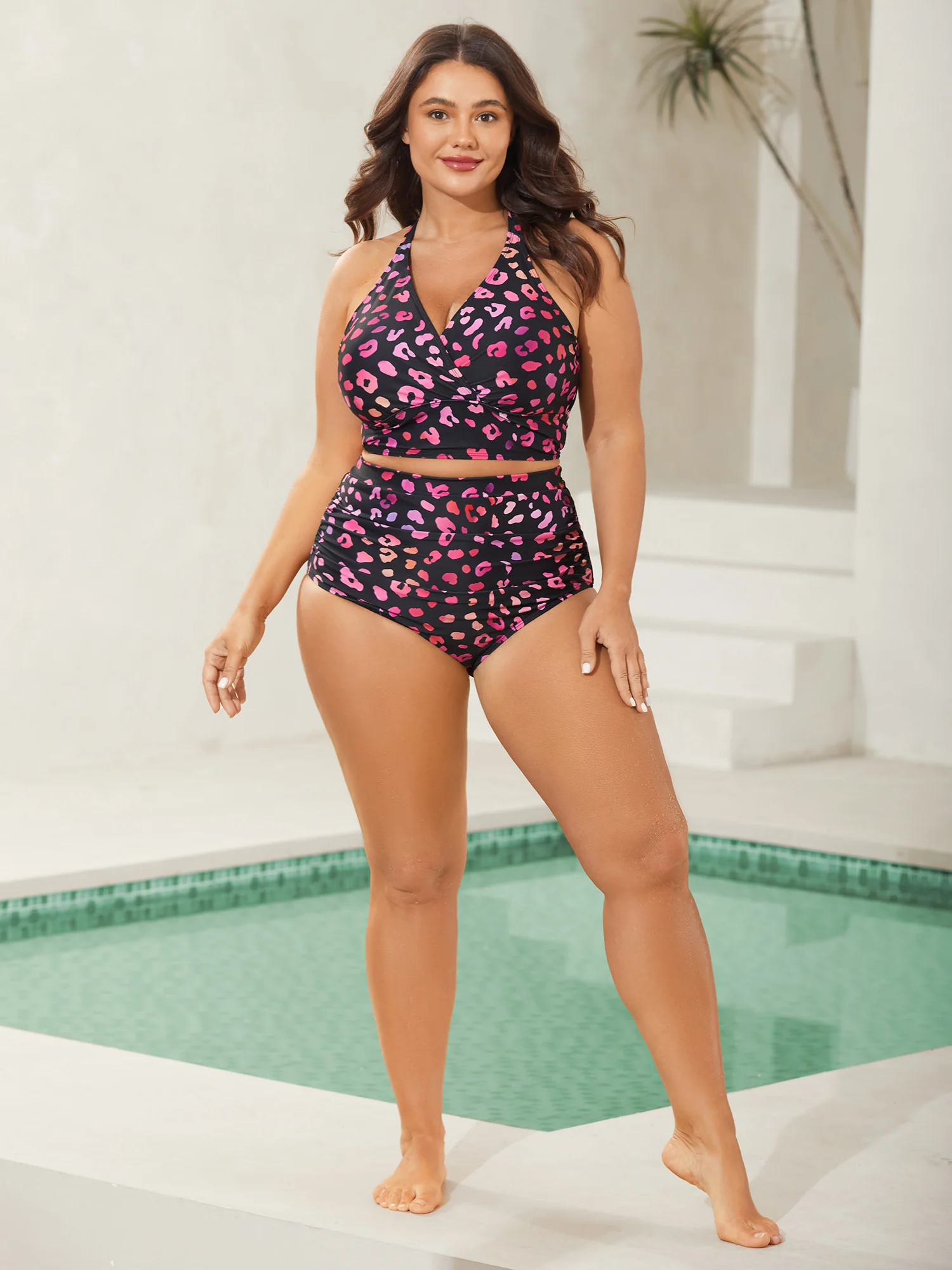 Leopard Print Cross-Straps Bikini Top - Image 26