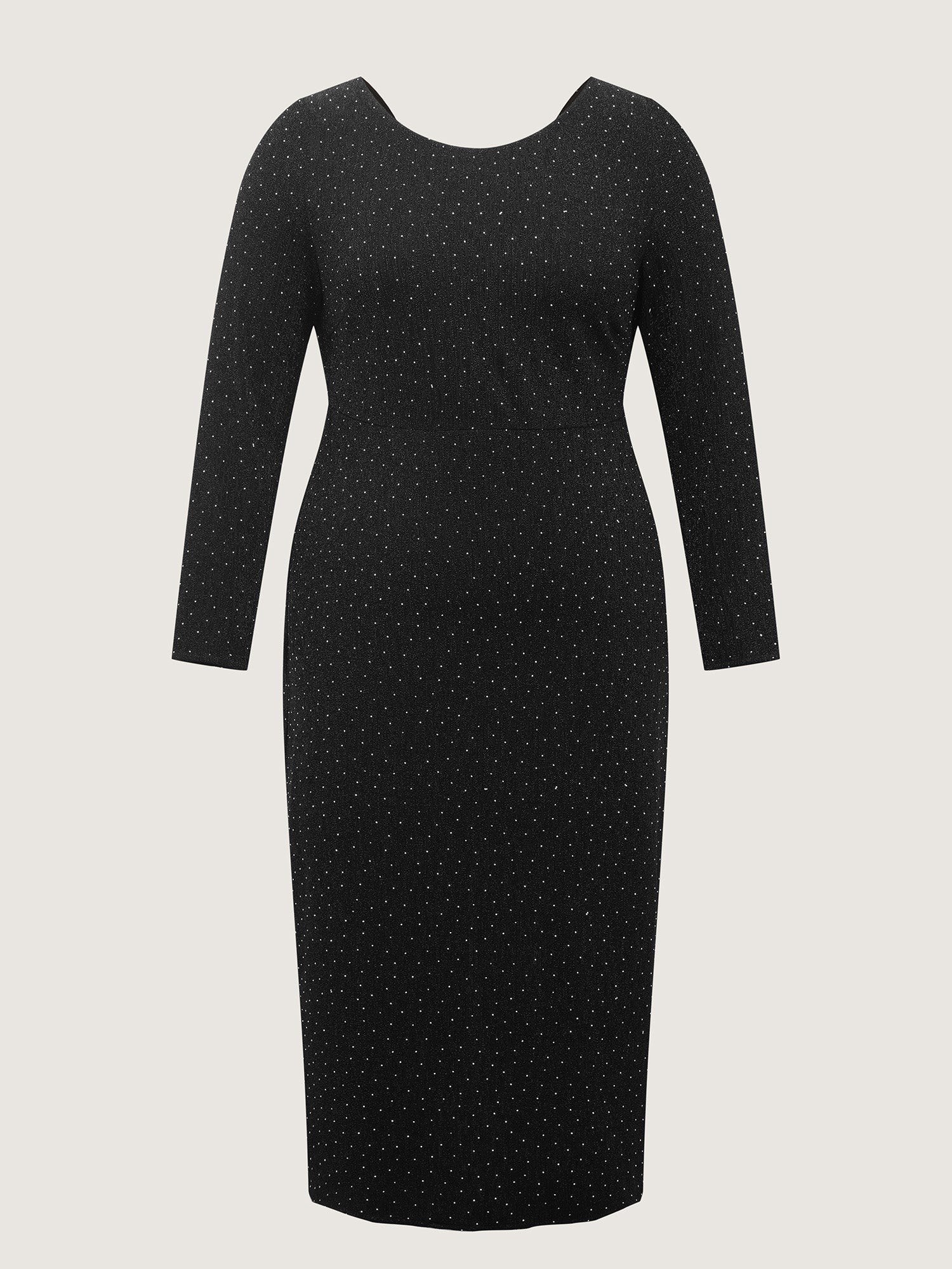 Metallic Detail Shimmery Back Bow Midi Dress - Image 7