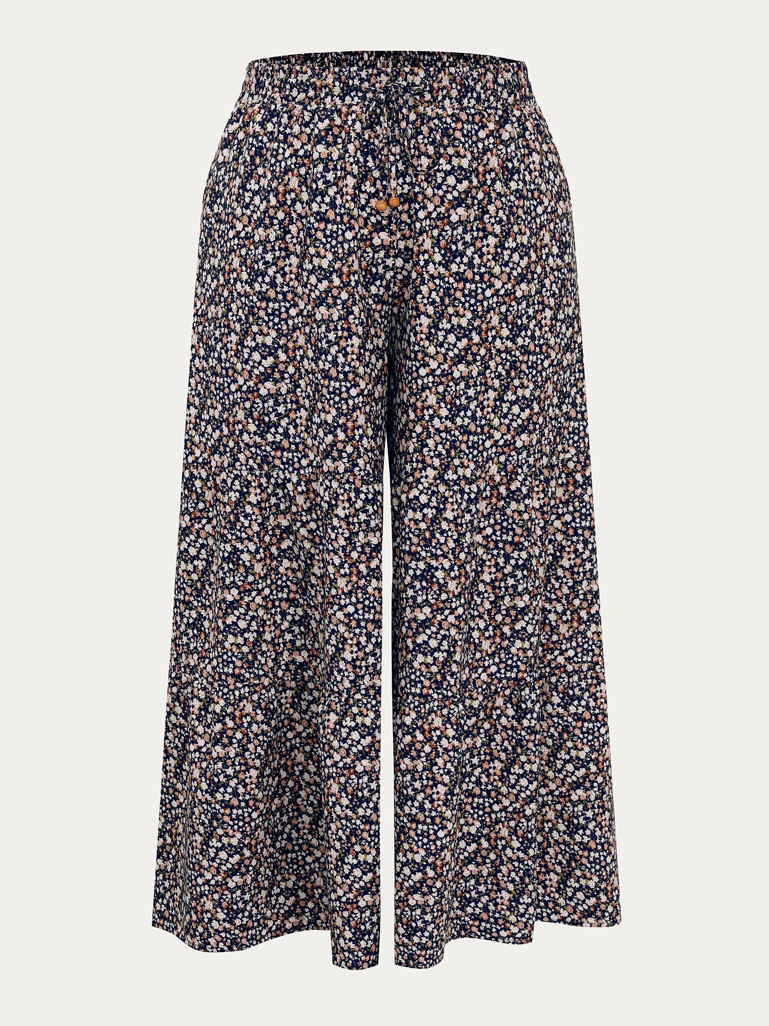 Micro Floral Print Wide Waistband Pants - Image 8