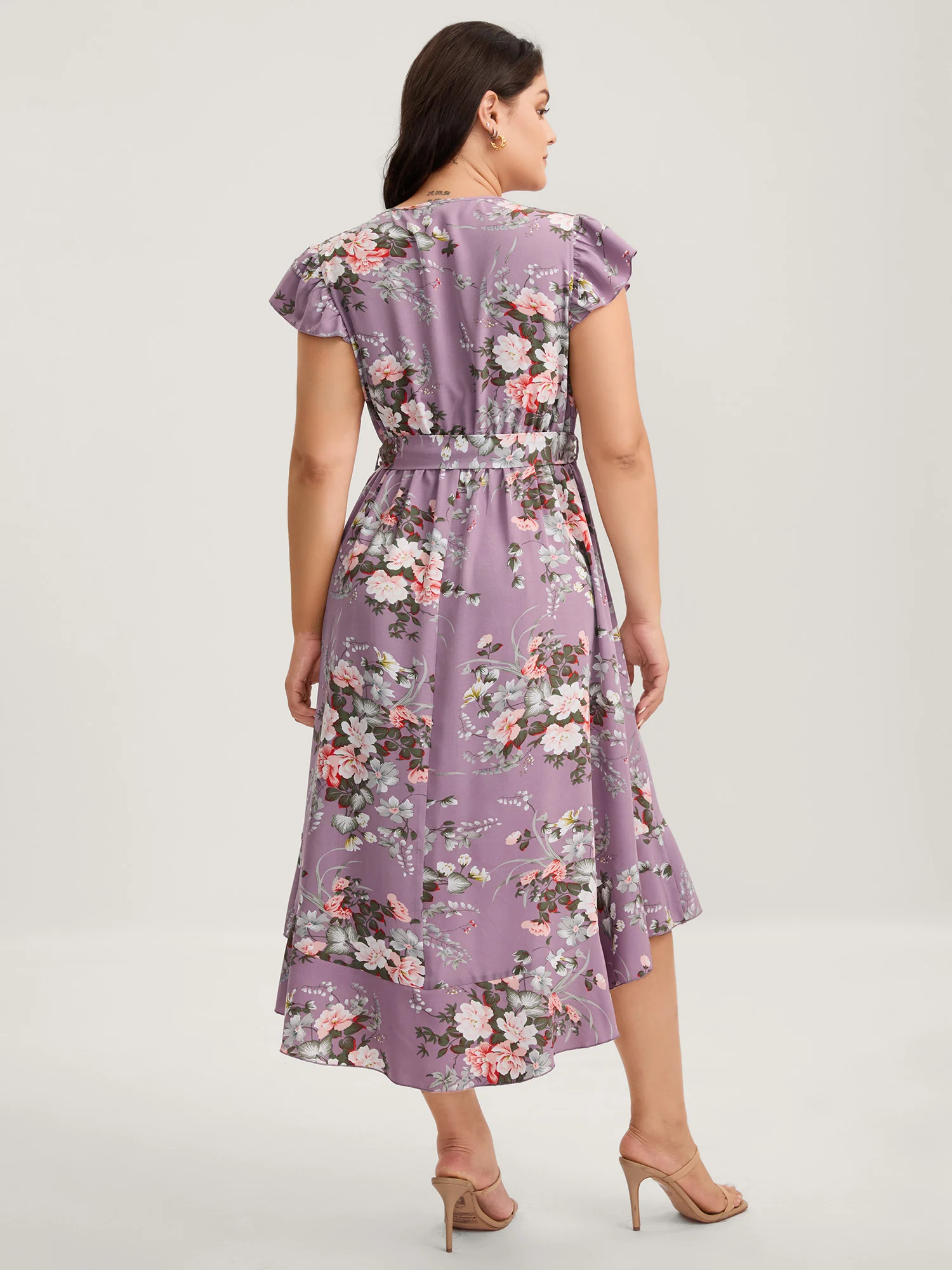 Midnight Blooms Wrap A-Line Midi Dress - Image 13
