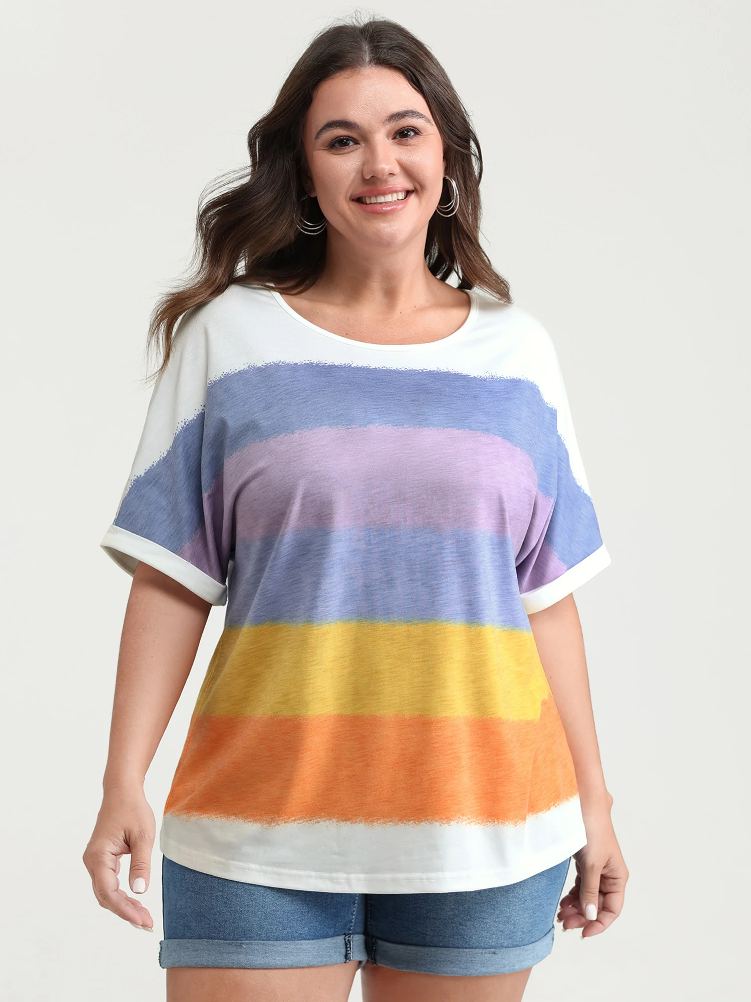 Multi-Color Supersoft Round Neck Knit Top