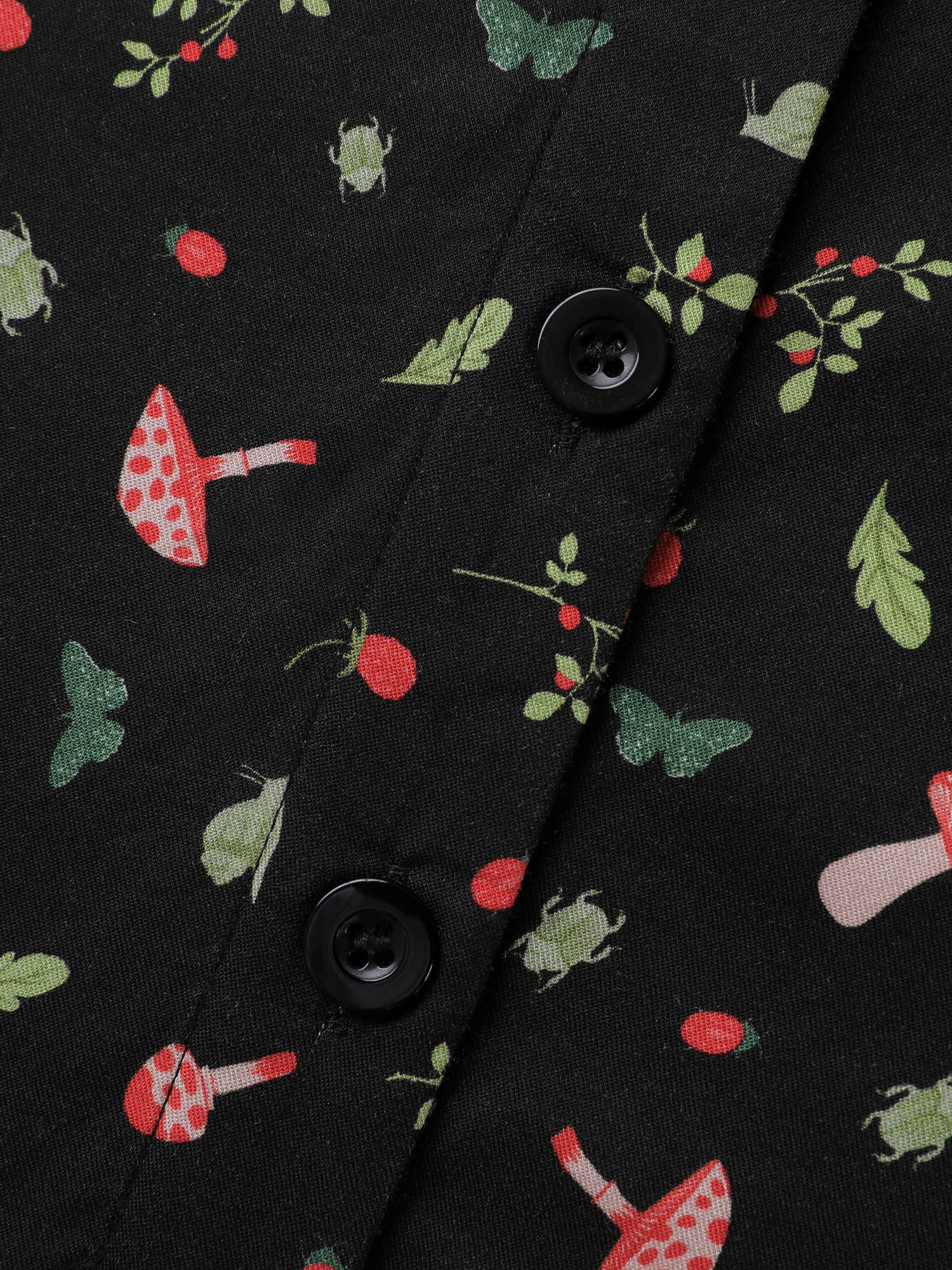 Mushroom Print Adjustable Sleeve Placket Blouse - Image 6