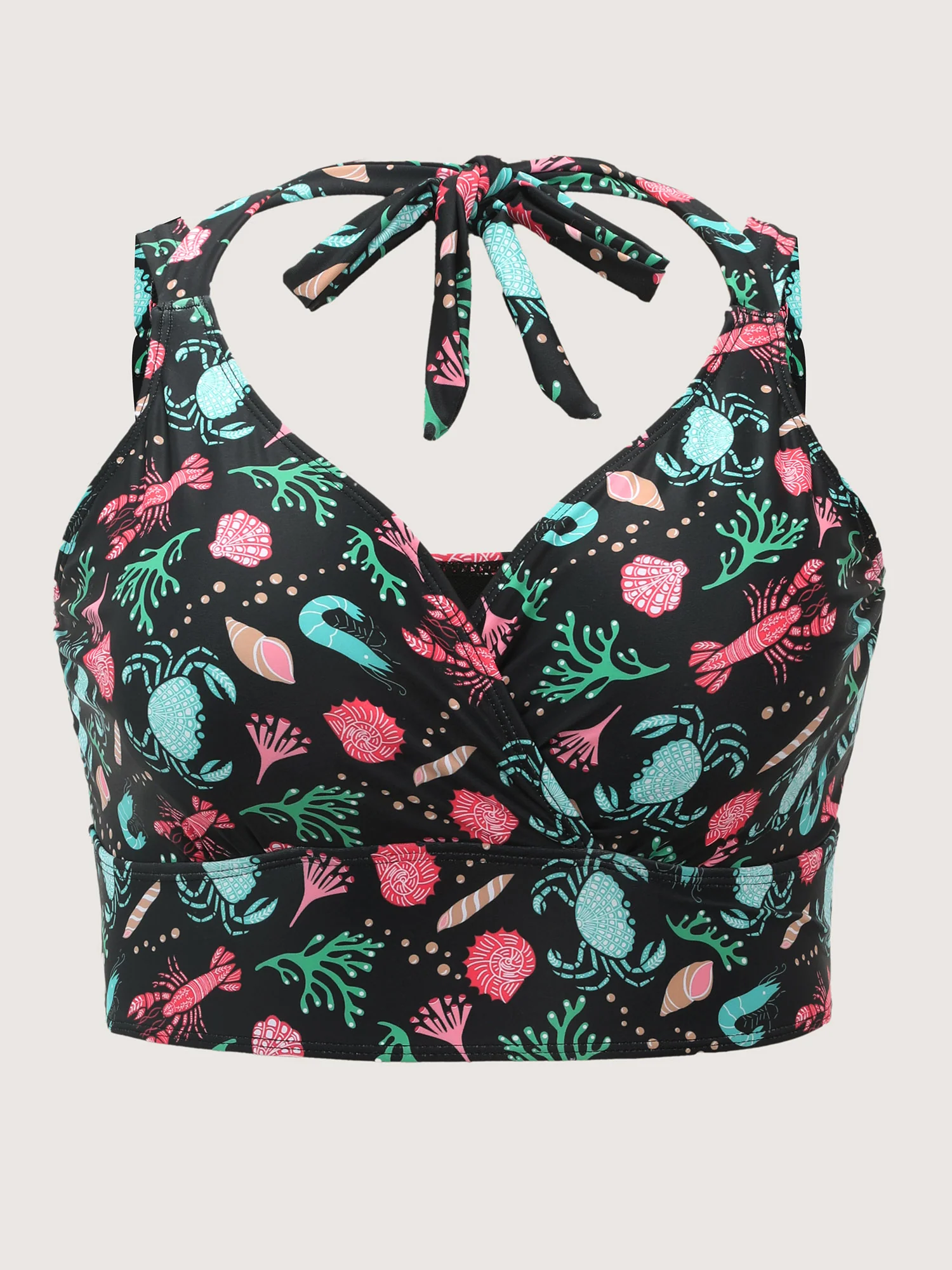 Ocean Print Neck-Tie Swim Top - Image 7