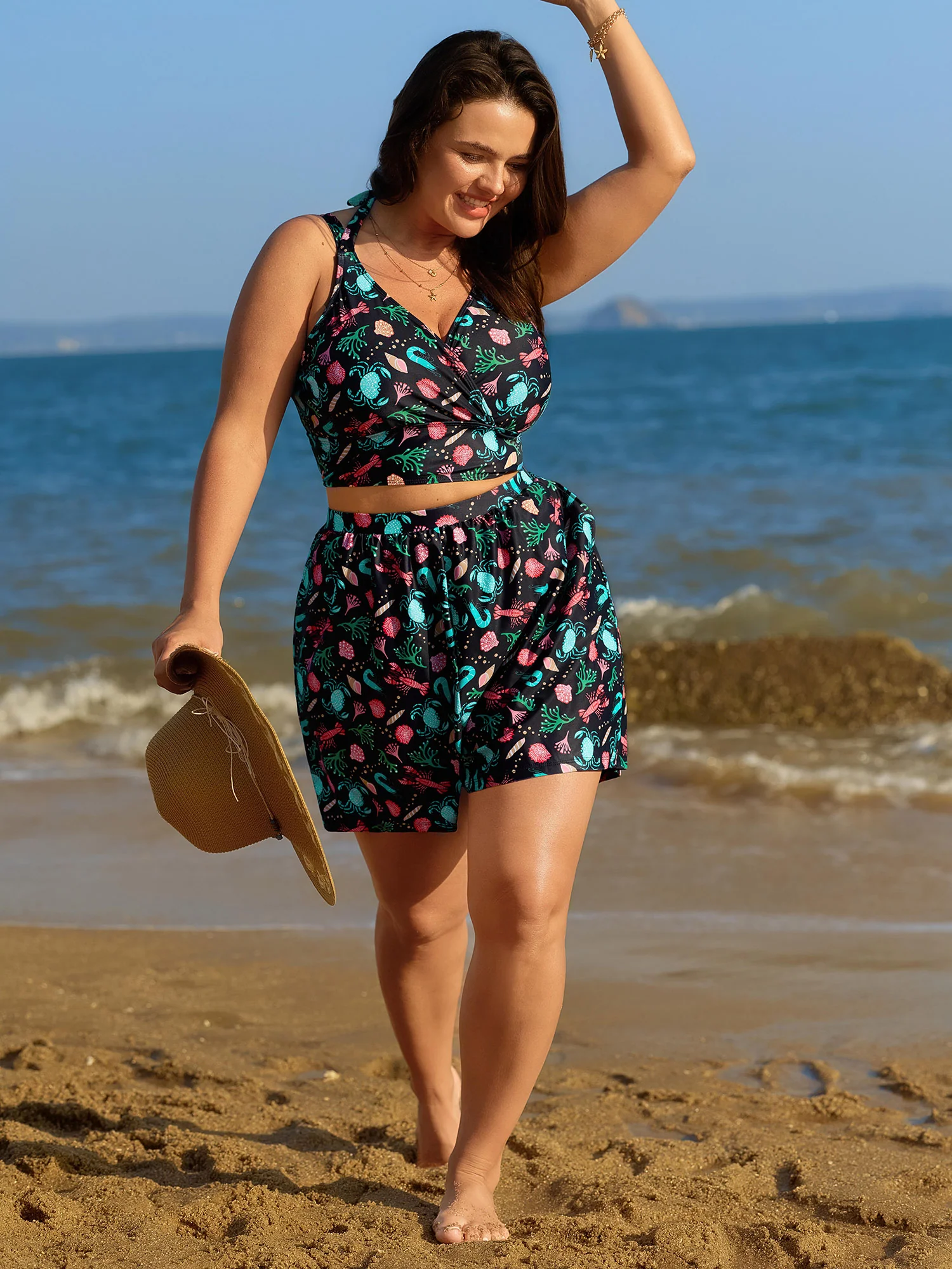 Ocean Print Pockets Swim Shorts - Image 2