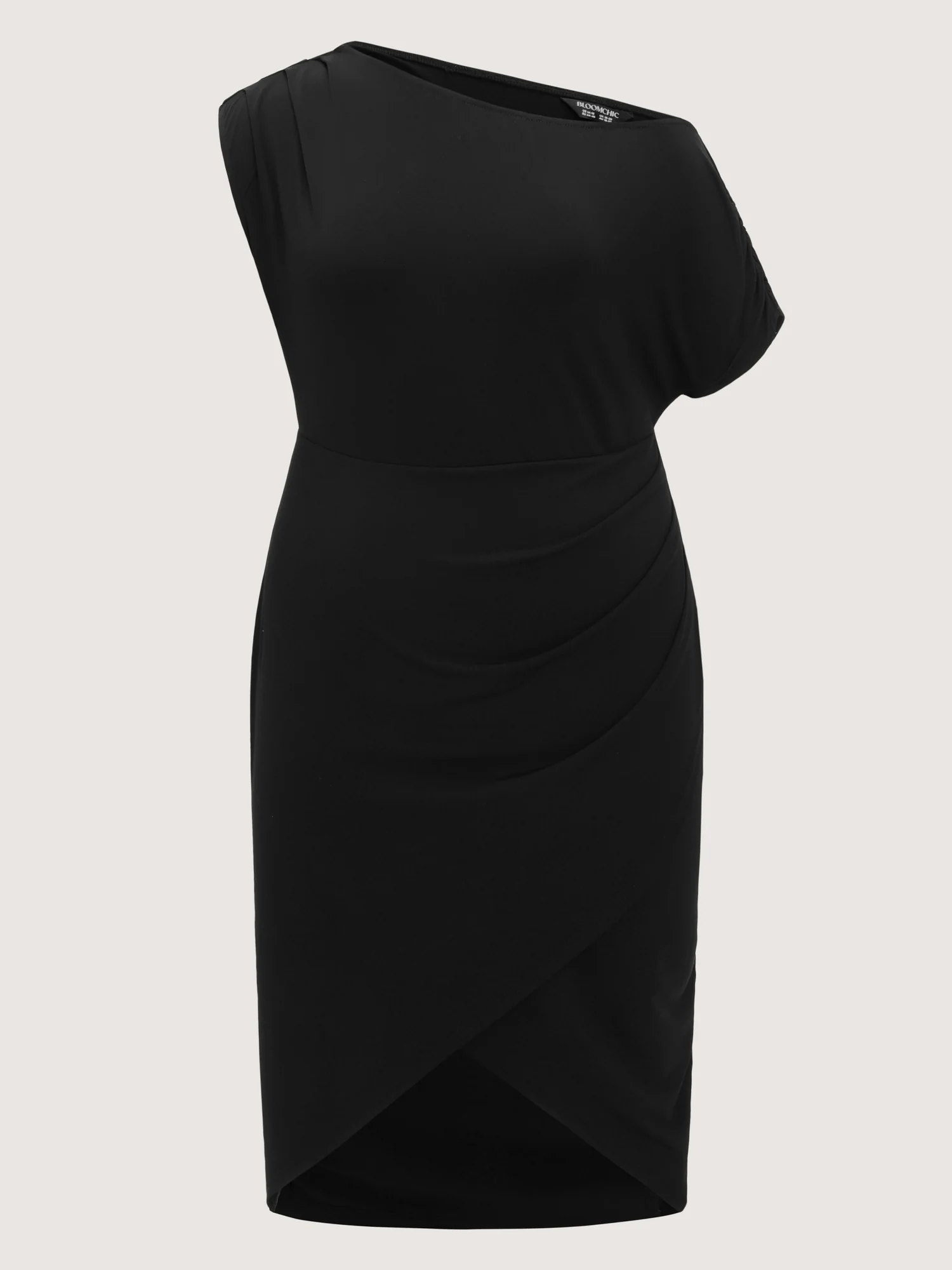 One-Shoulder Draped Sheath Midi Dress - Image 6