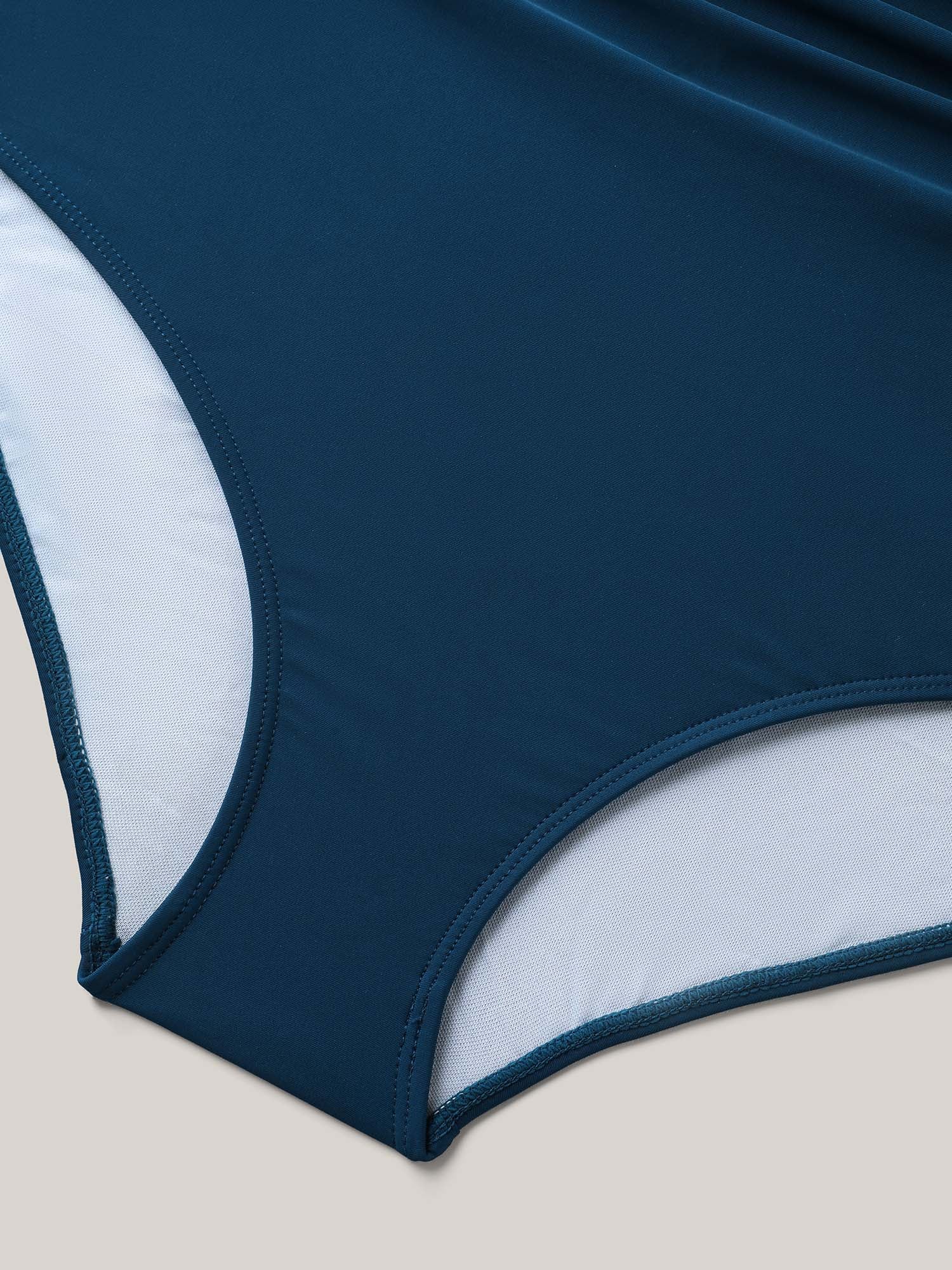 Surplice Neckline Belted Plain One-Piece Swimsuit - Image 10