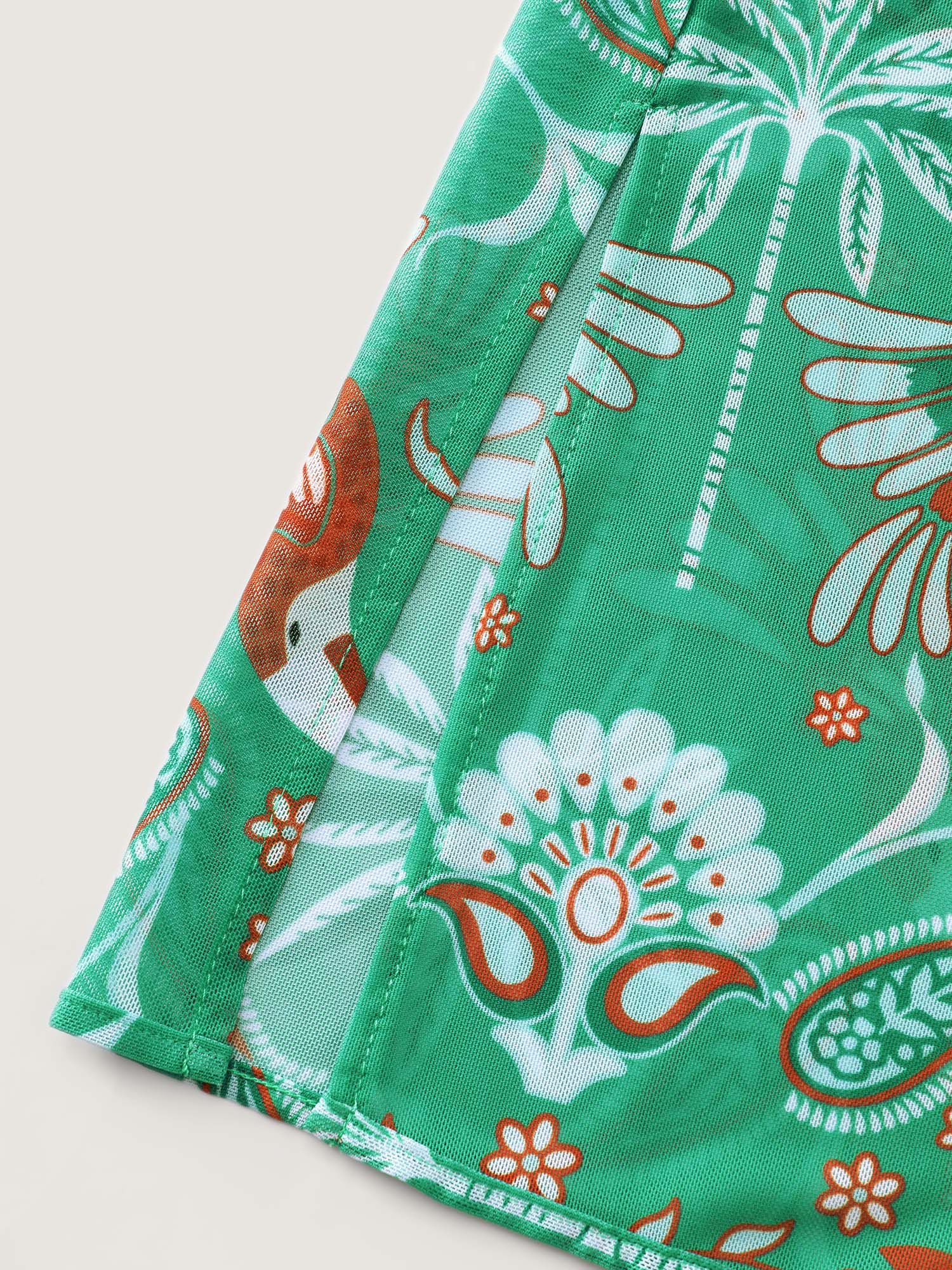 Paisley Print Front-Open Swim Cover-Up - Image 5