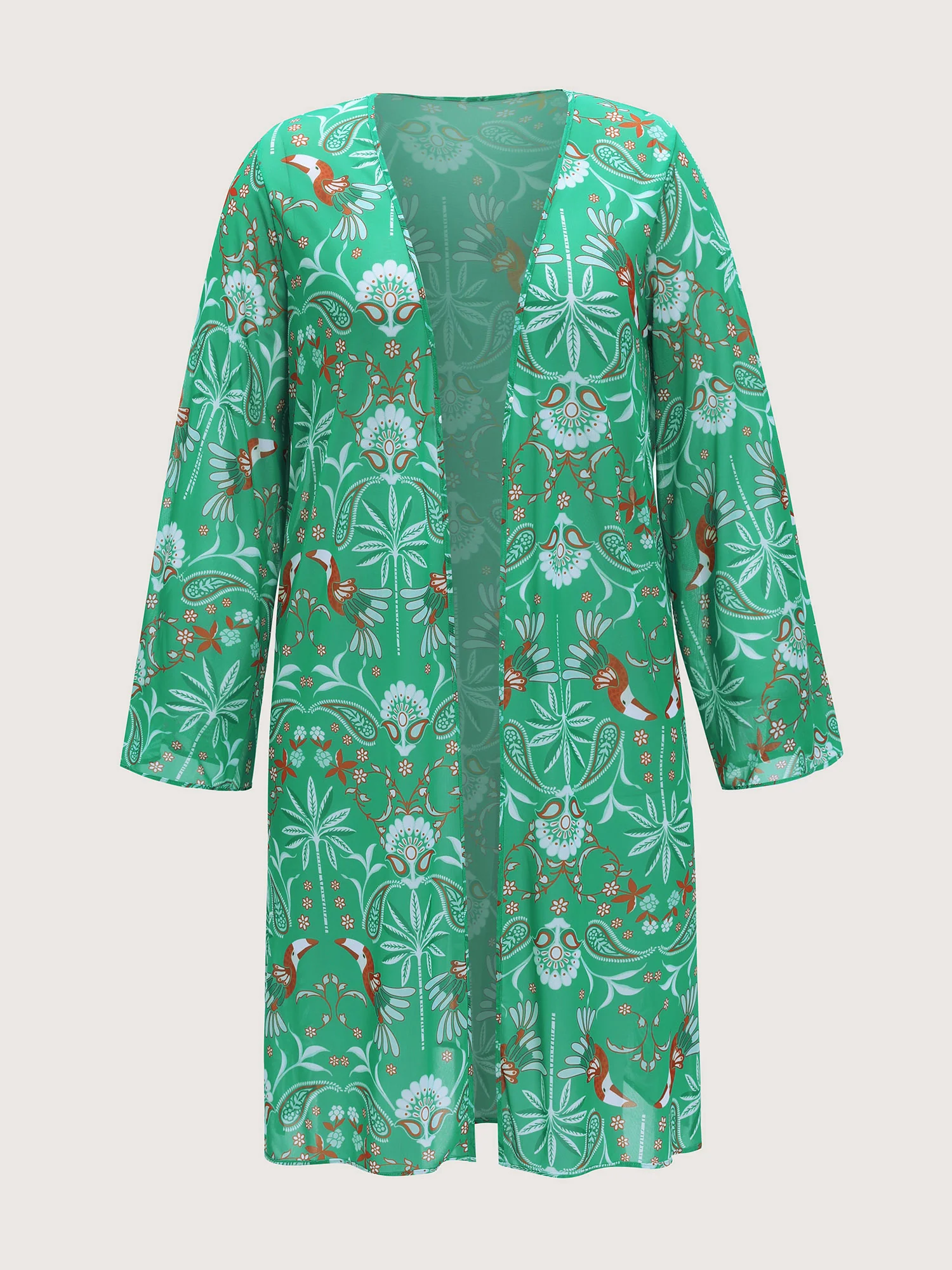 Paisley Print Front-Open Swim Cover-Up - Image 6