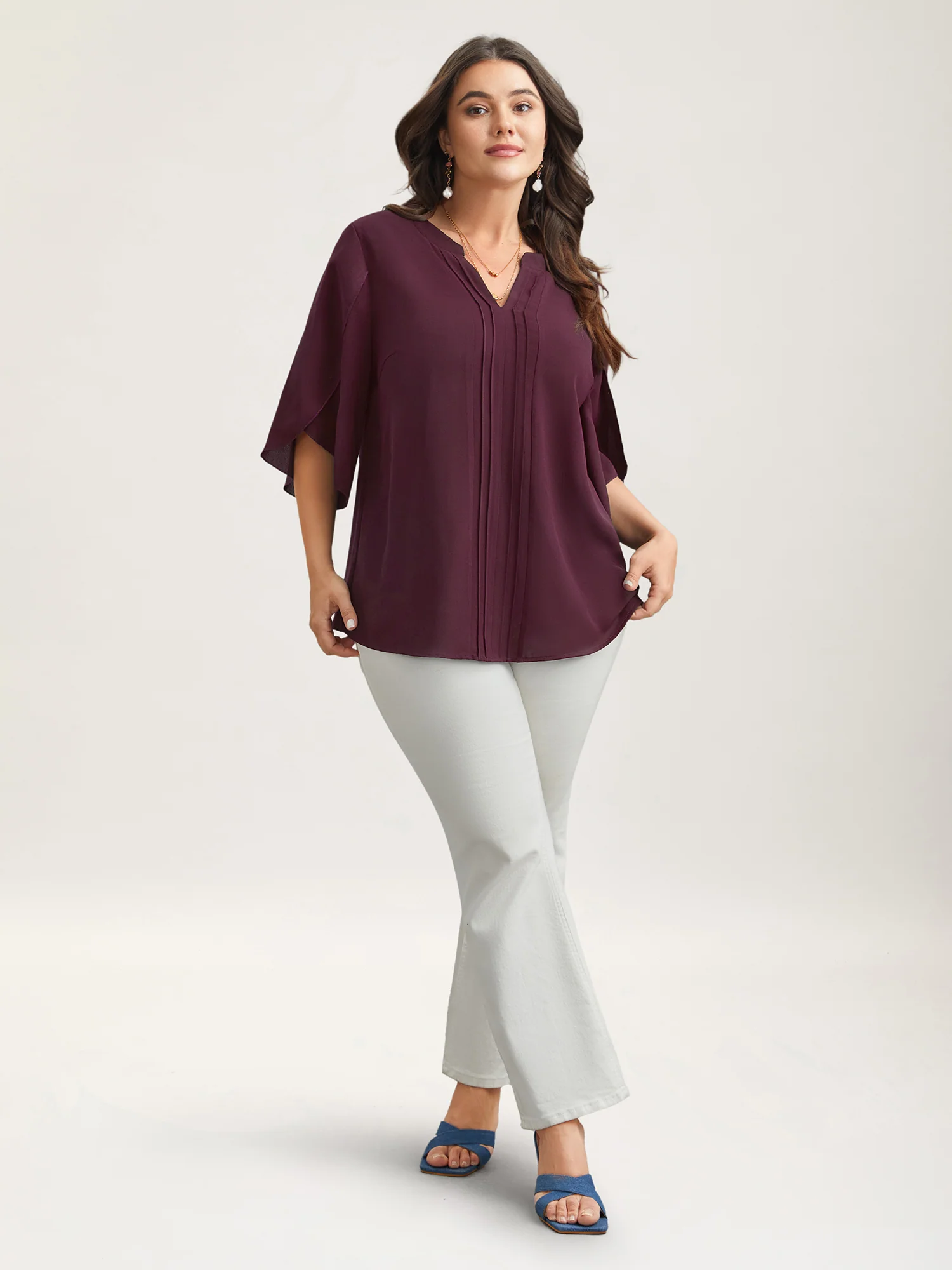 Petal Sleeve Toothpick Pleats Shirt - Image 10