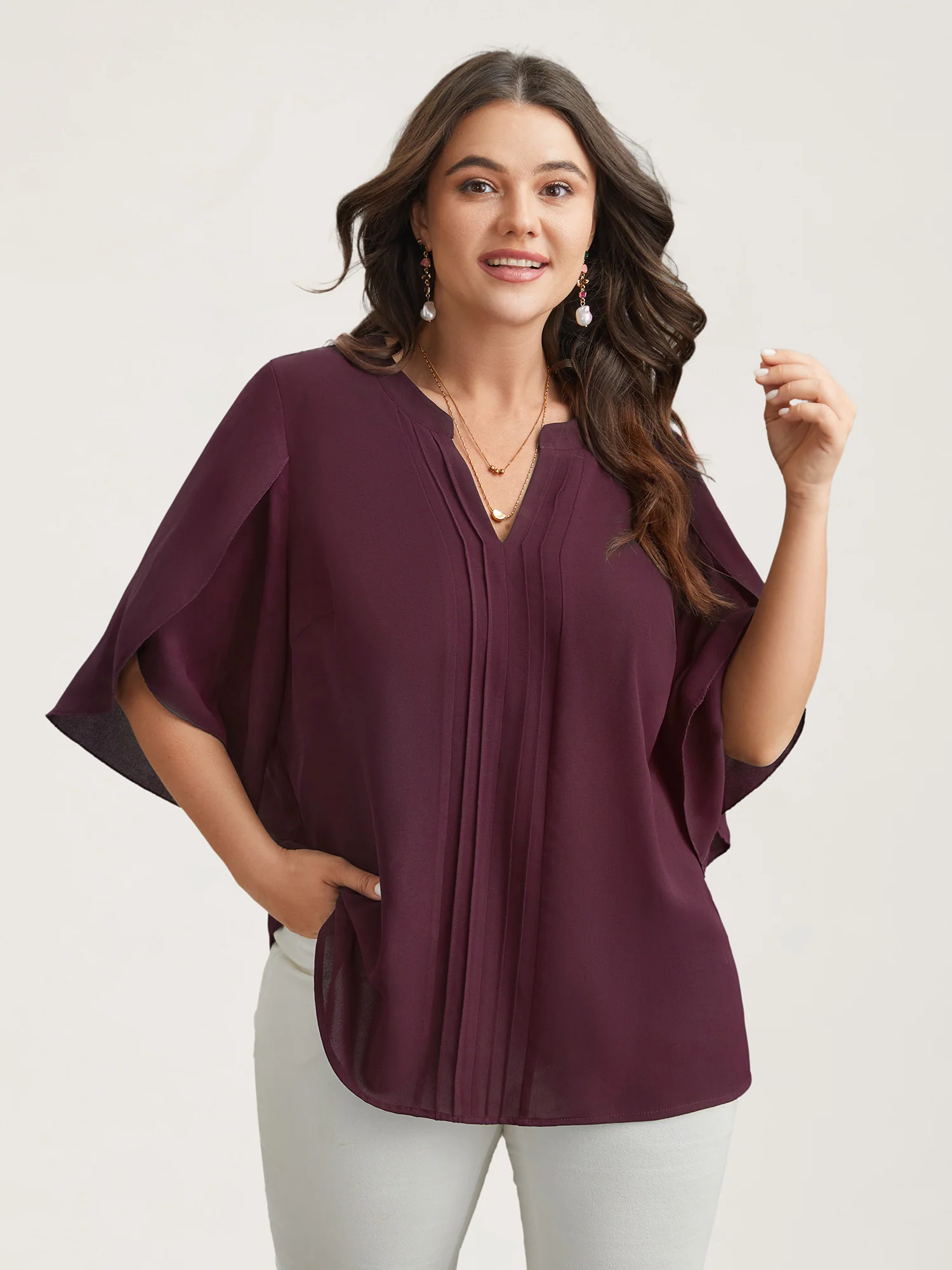 Petal Sleeve Toothpick Pleats Shirt - Image 11