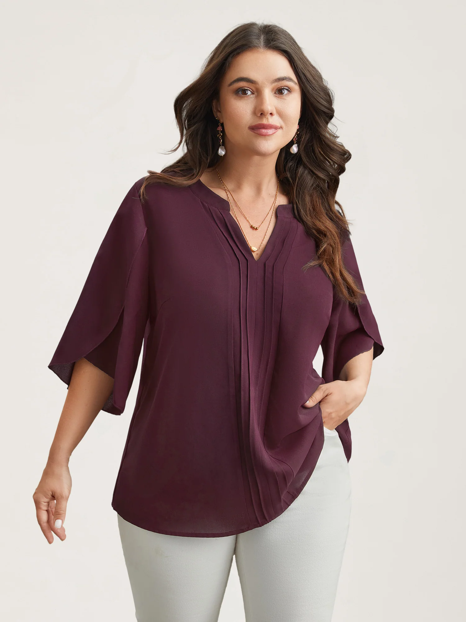 Petal Sleeve Toothpick Pleats Shirt - Image 12
