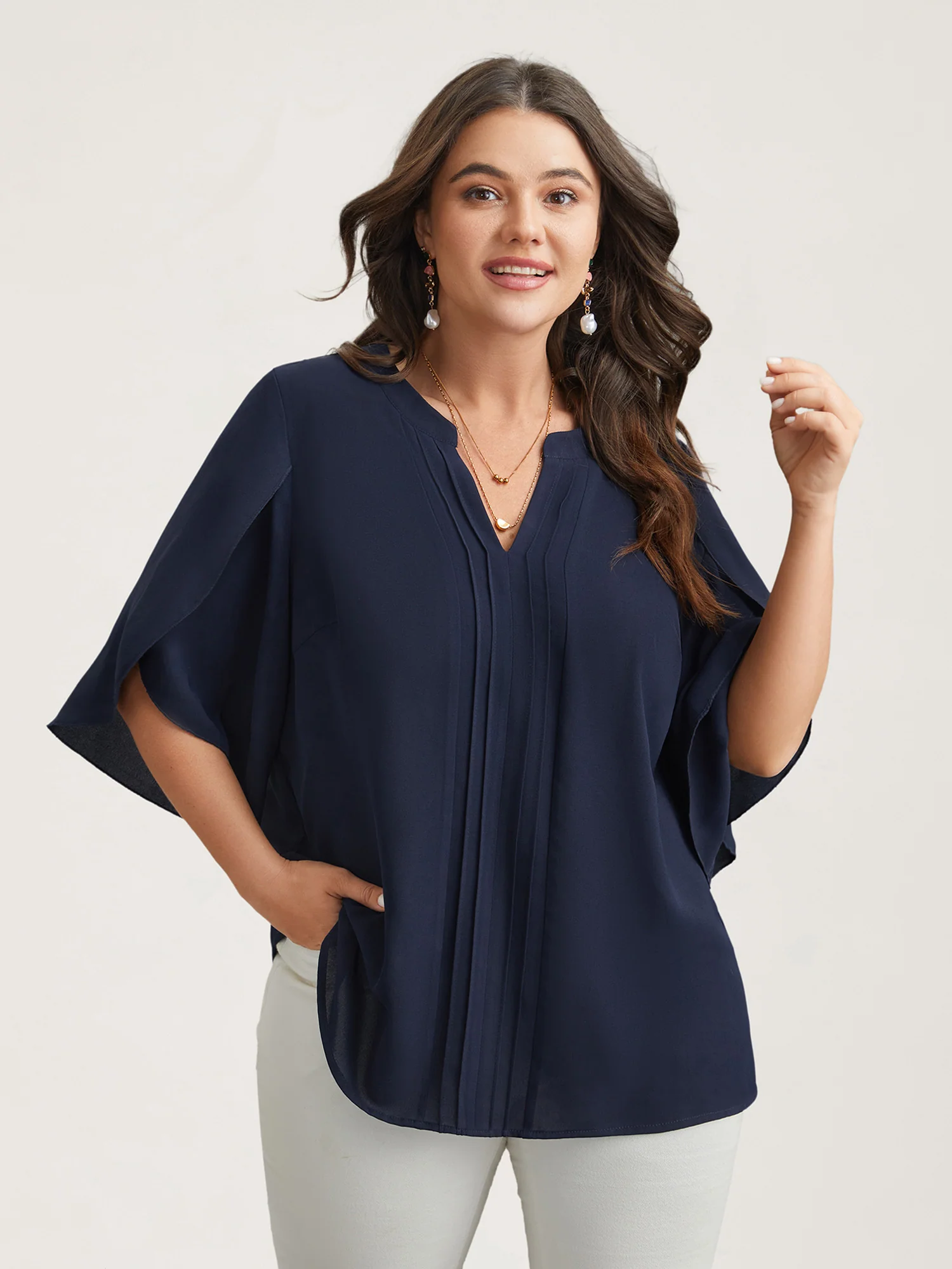 Petal Sleeve Toothpick Pleats Shirt - Image 3