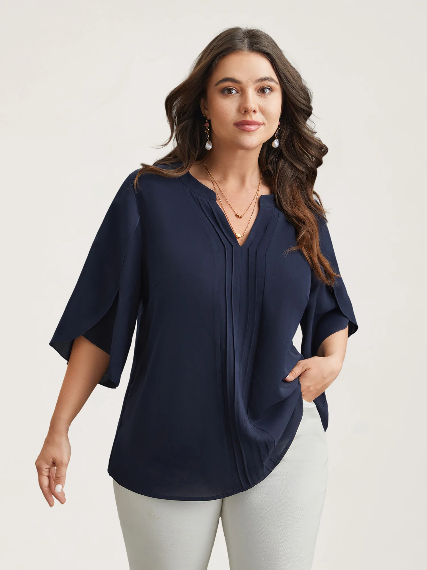 Petal Sleeve Toothpick Pleats Shirt - Image 4