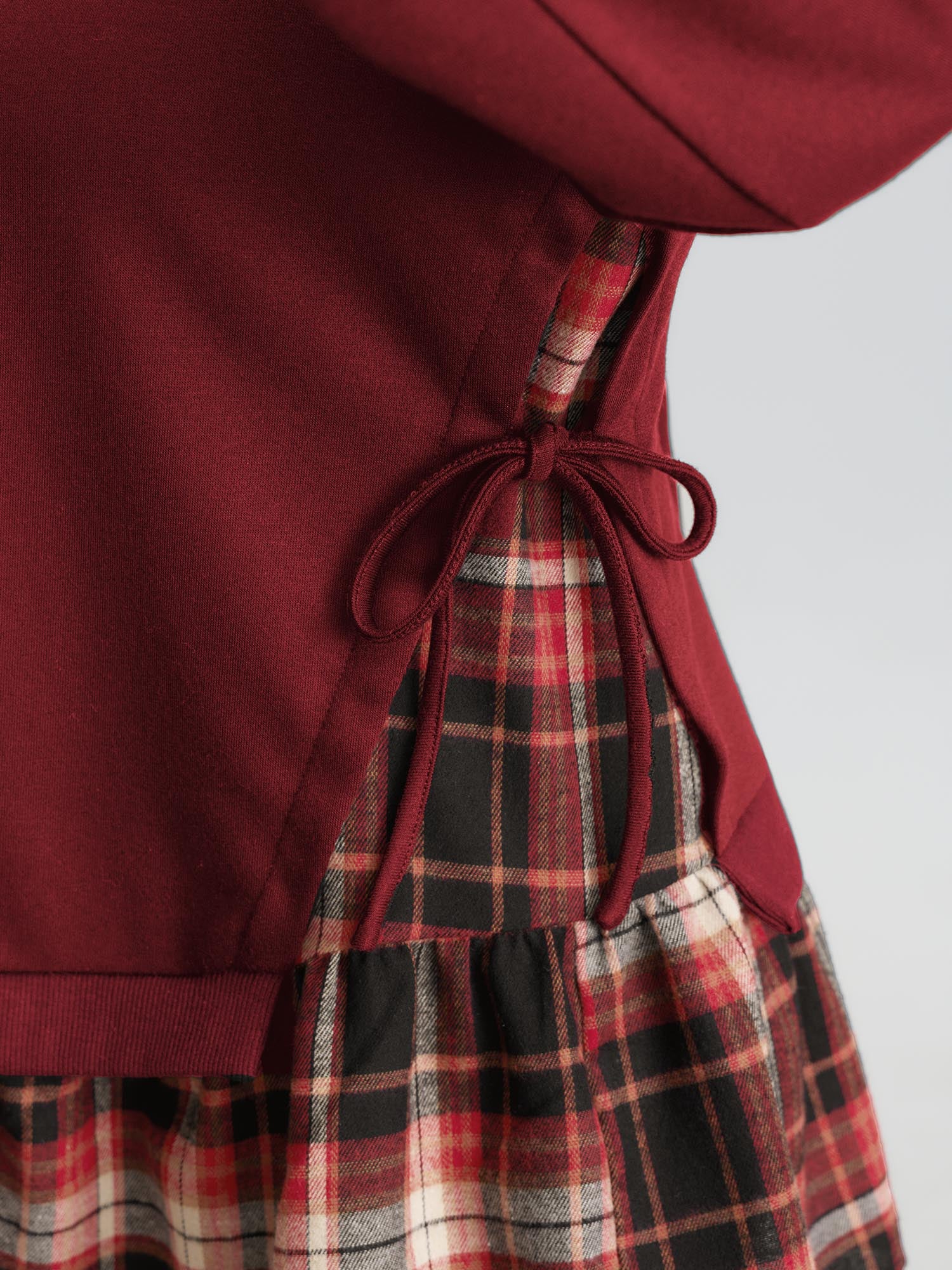 Plaid Pattern Layered Stretchy Sweatshirt - Image 13