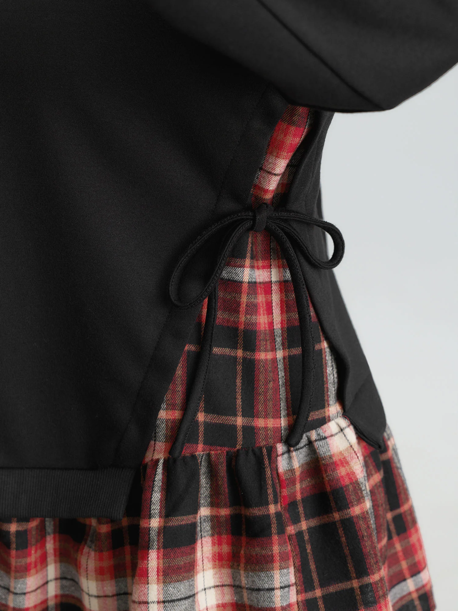 Plaid Pattern Layered Stretchy Sweatshirt - Image 4