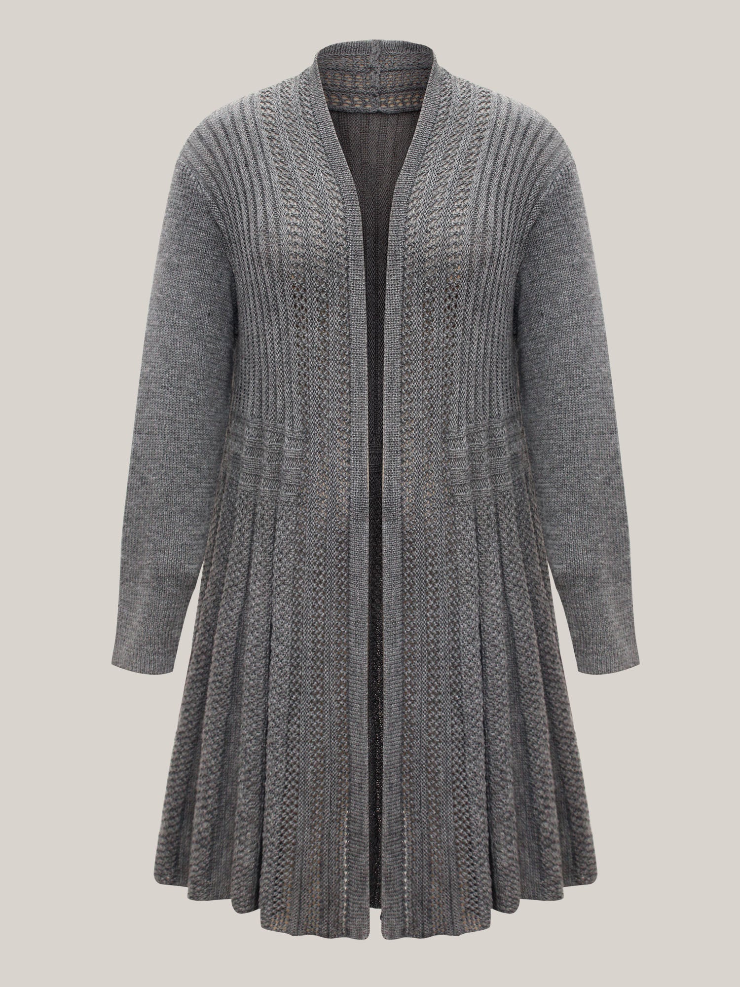 Plain Textured Kimono Collar Cardigan - Image 14