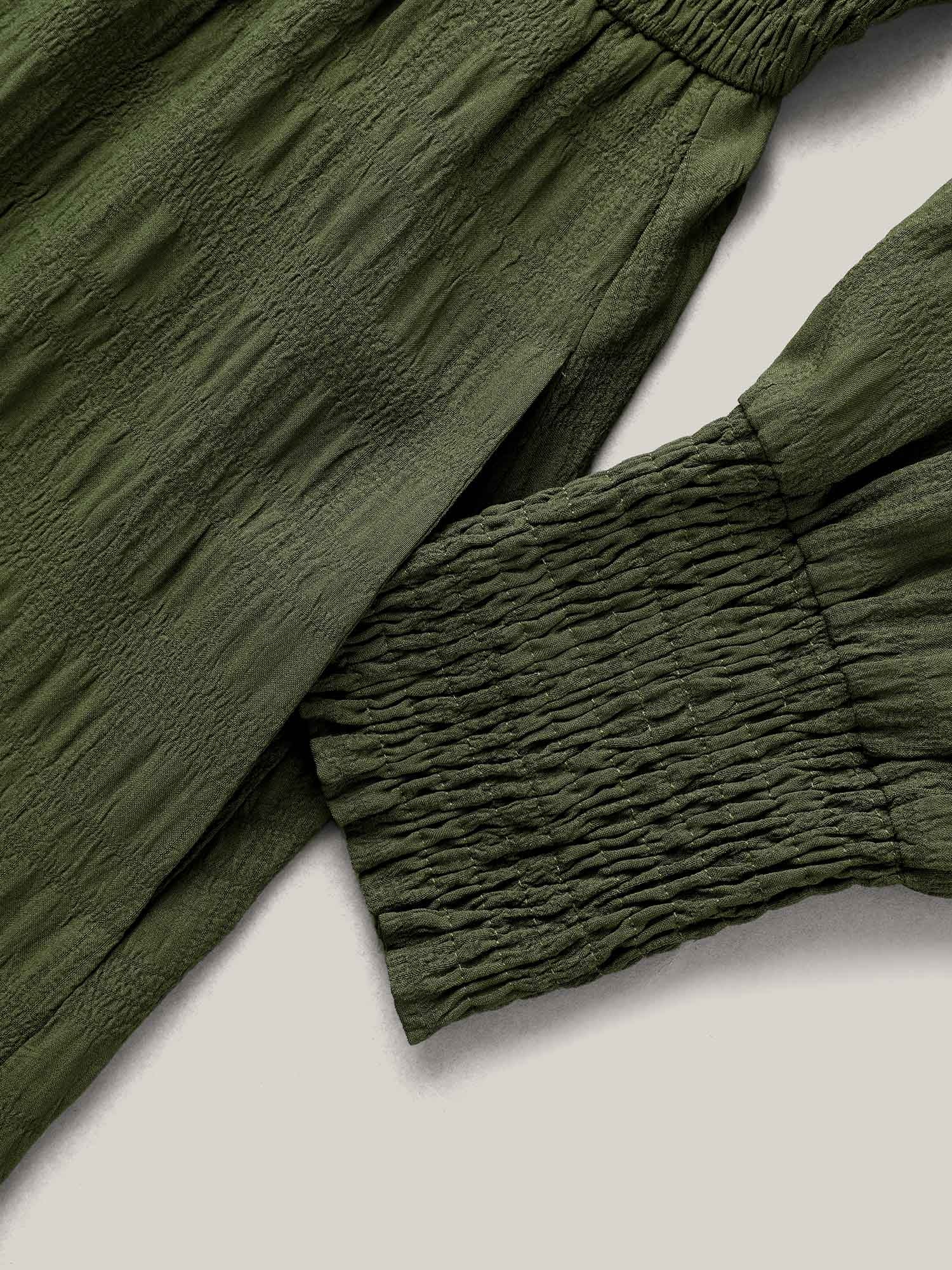 Plain Textured Shirred Midi Dress - Image 12