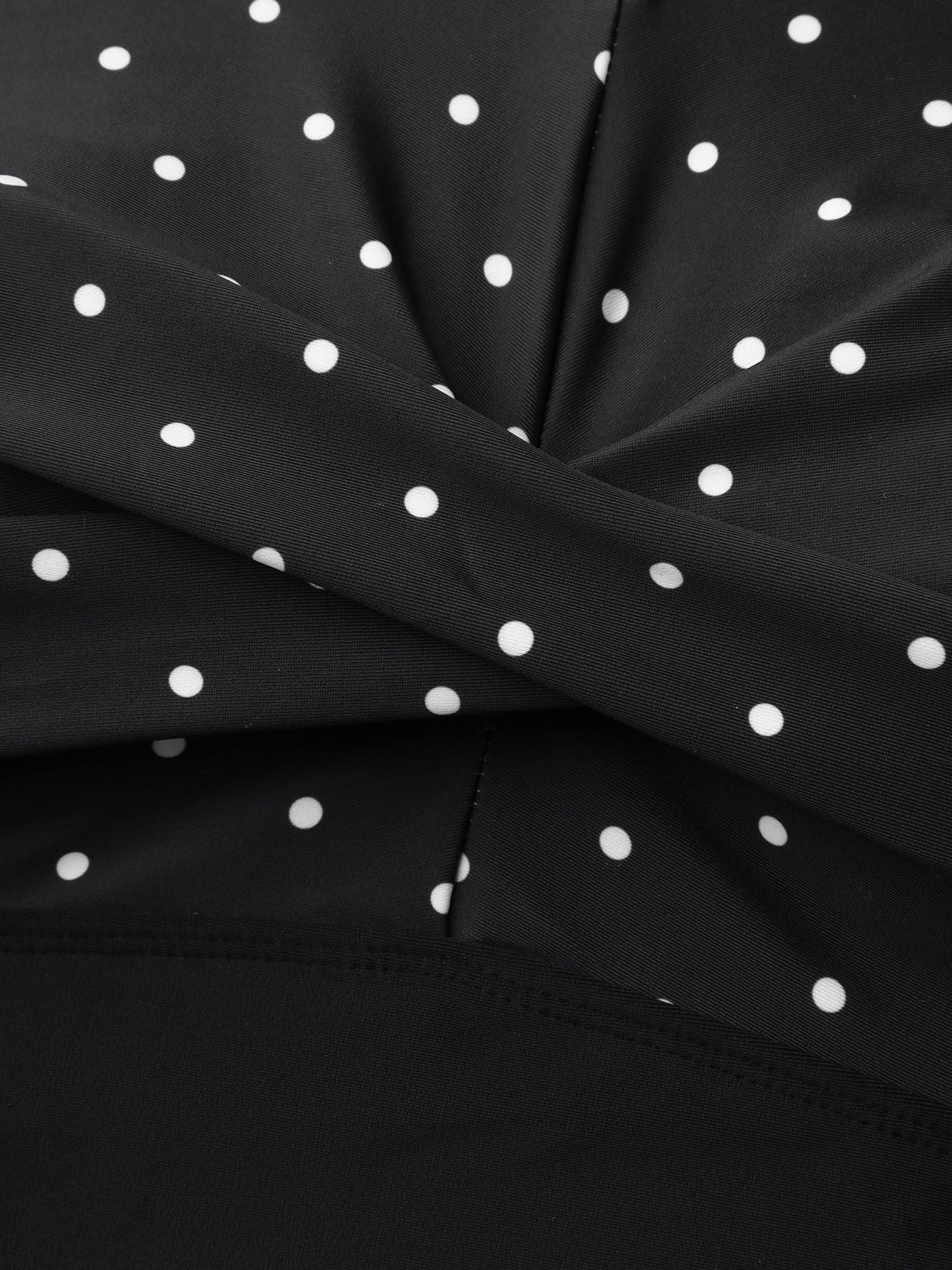 Polka Dots Spliced Ruched One-Piece Swimsuit - Image 6