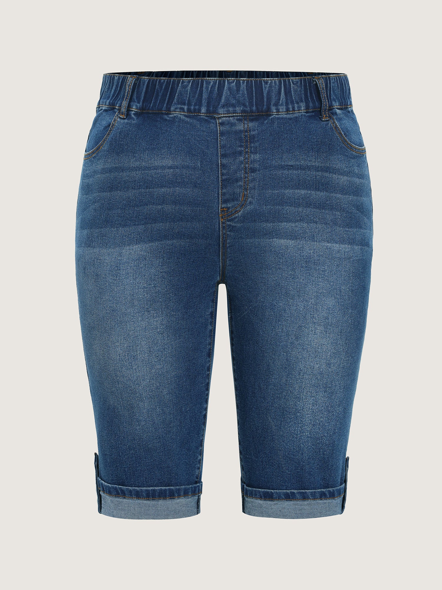 Pull-On Stretchy Denim Shorts - Image 8