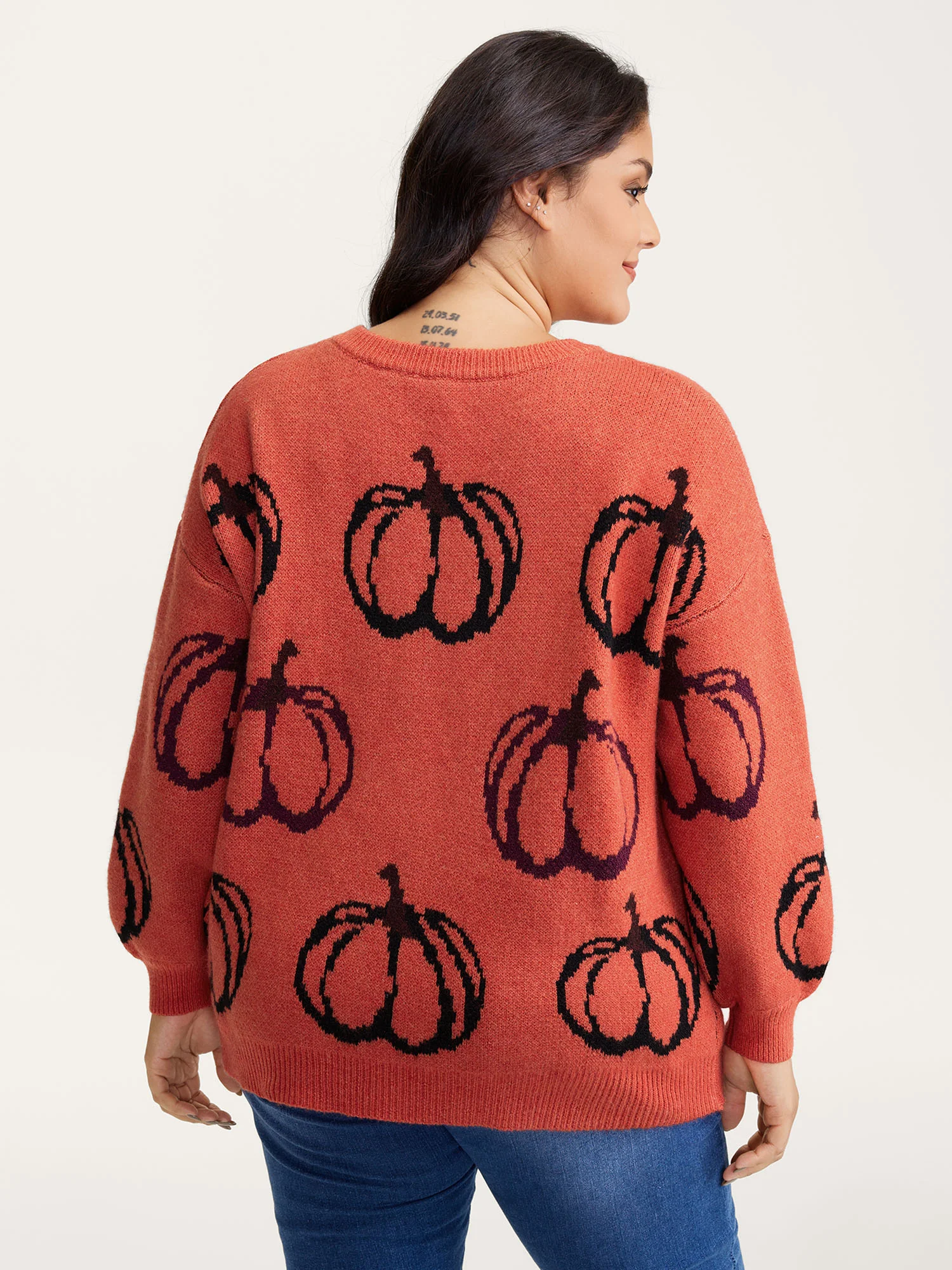 Pumpkin Patch Print Drop Shoulder Pullover - Image 11