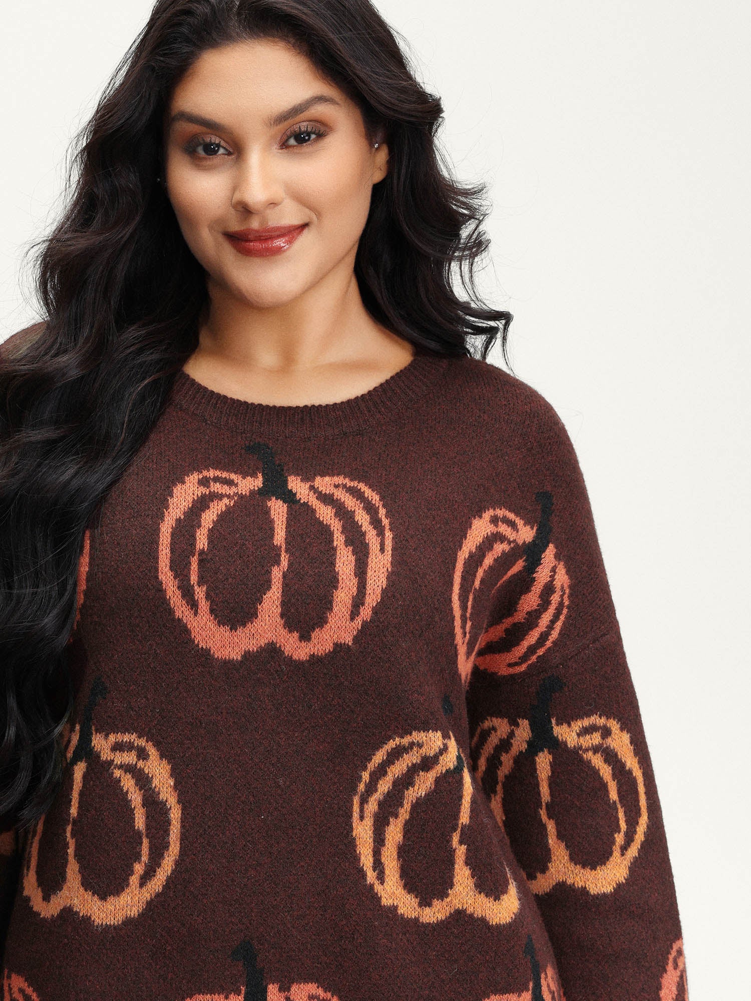 Pumpkin Patch Print Drop Shoulder Pullover - Image 13