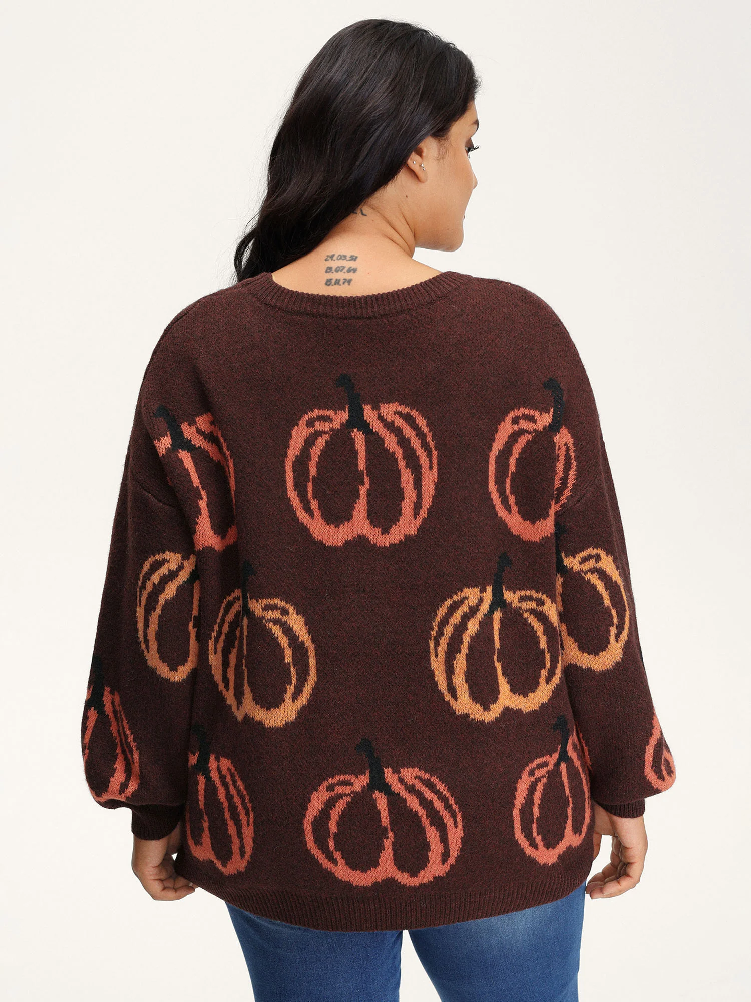 Pumpkin Patch Print Drop Shoulder Pullover - Image 15