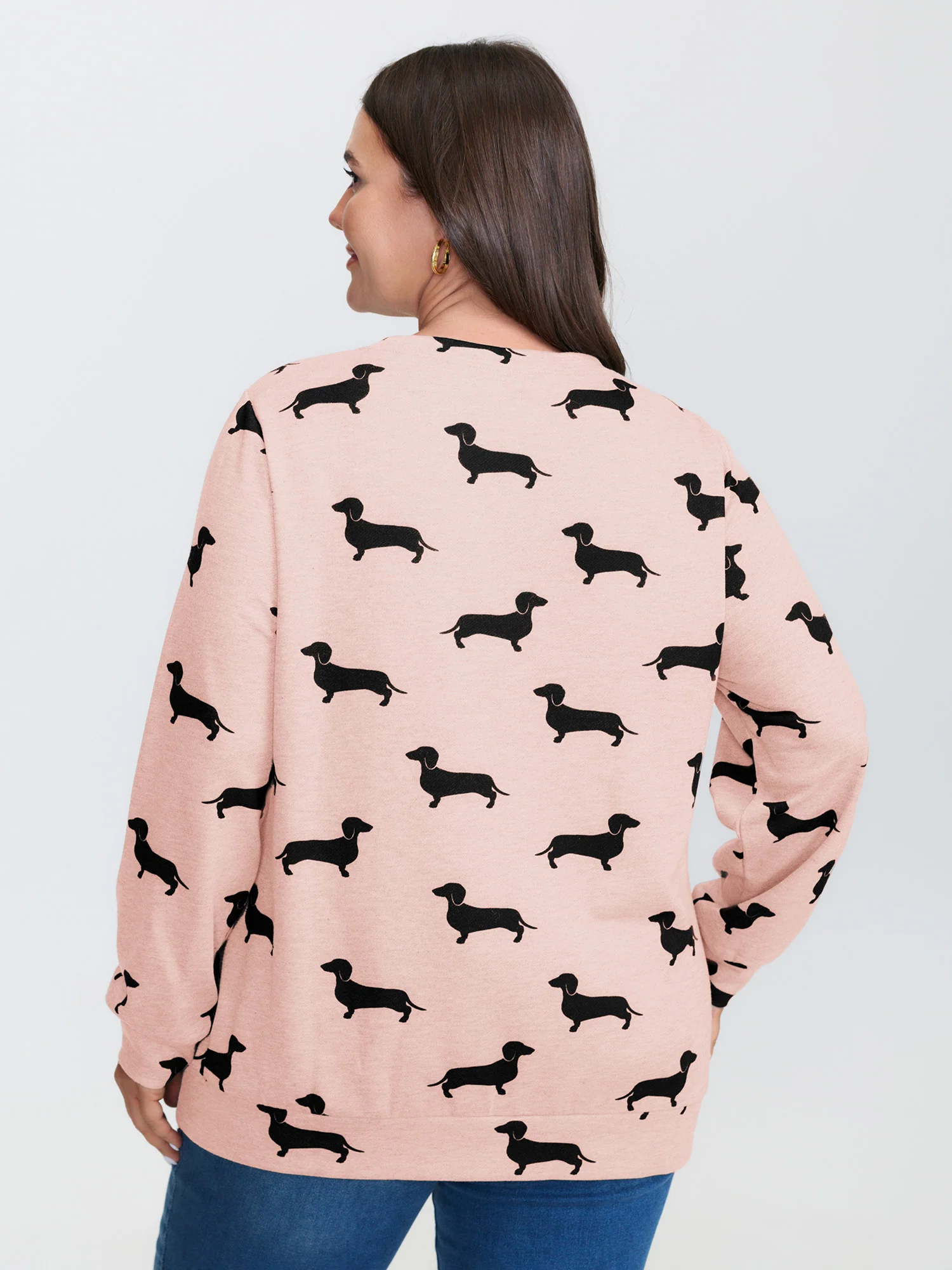 Puppy Print Round Neck Sweatshirt - Image 11