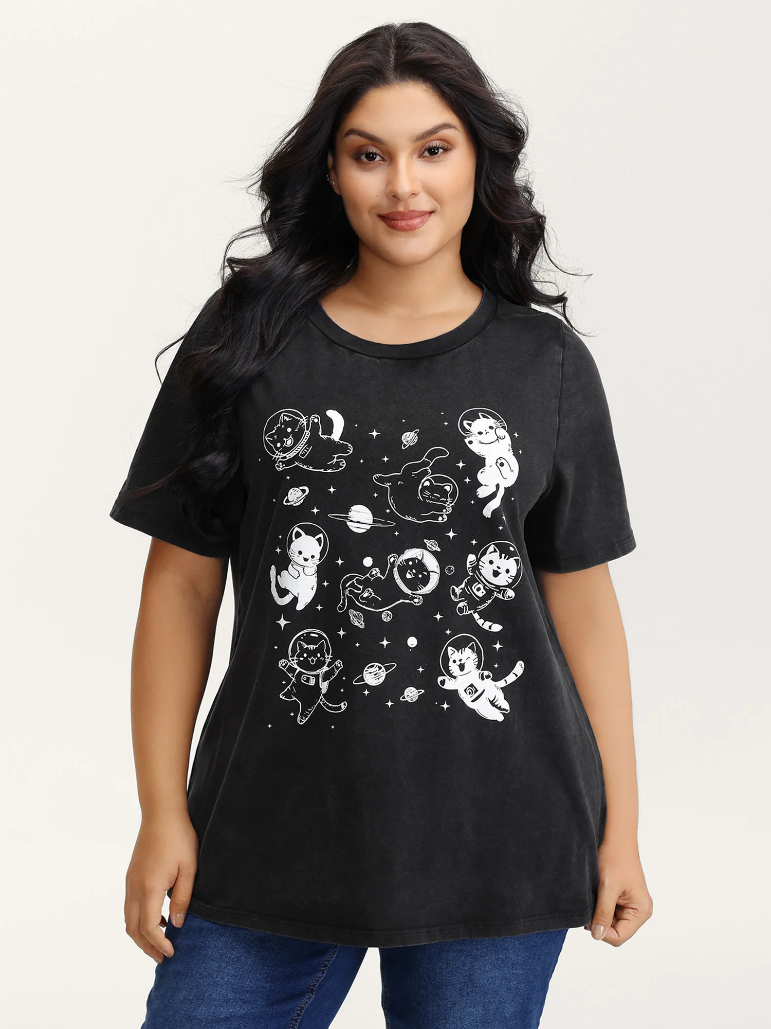 Pure Cotton Astronomer Cat Print T-Shirt - Image 2