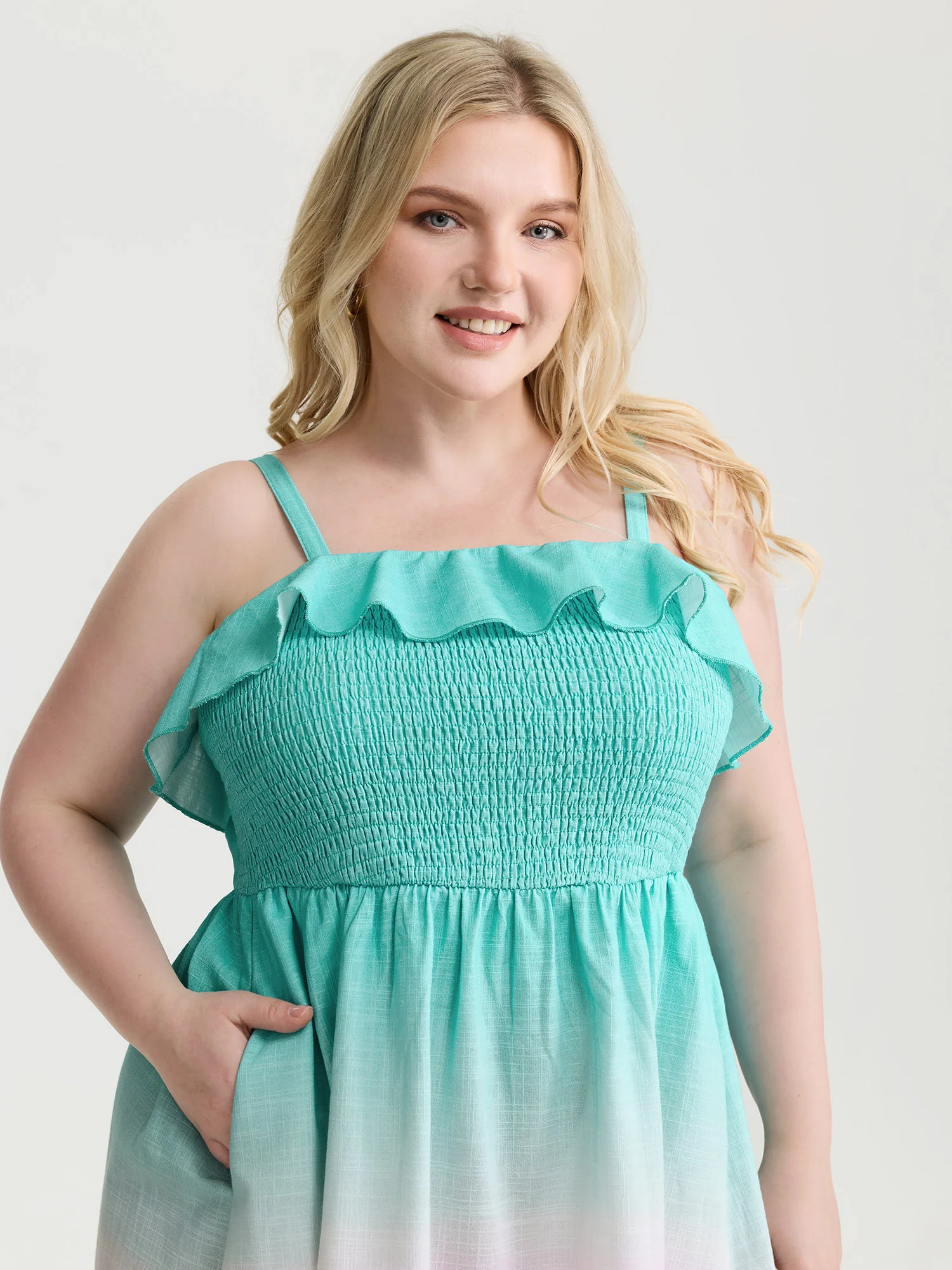Pure Cotton Color Gradient Ruffled Maxi Dress - Image 2
