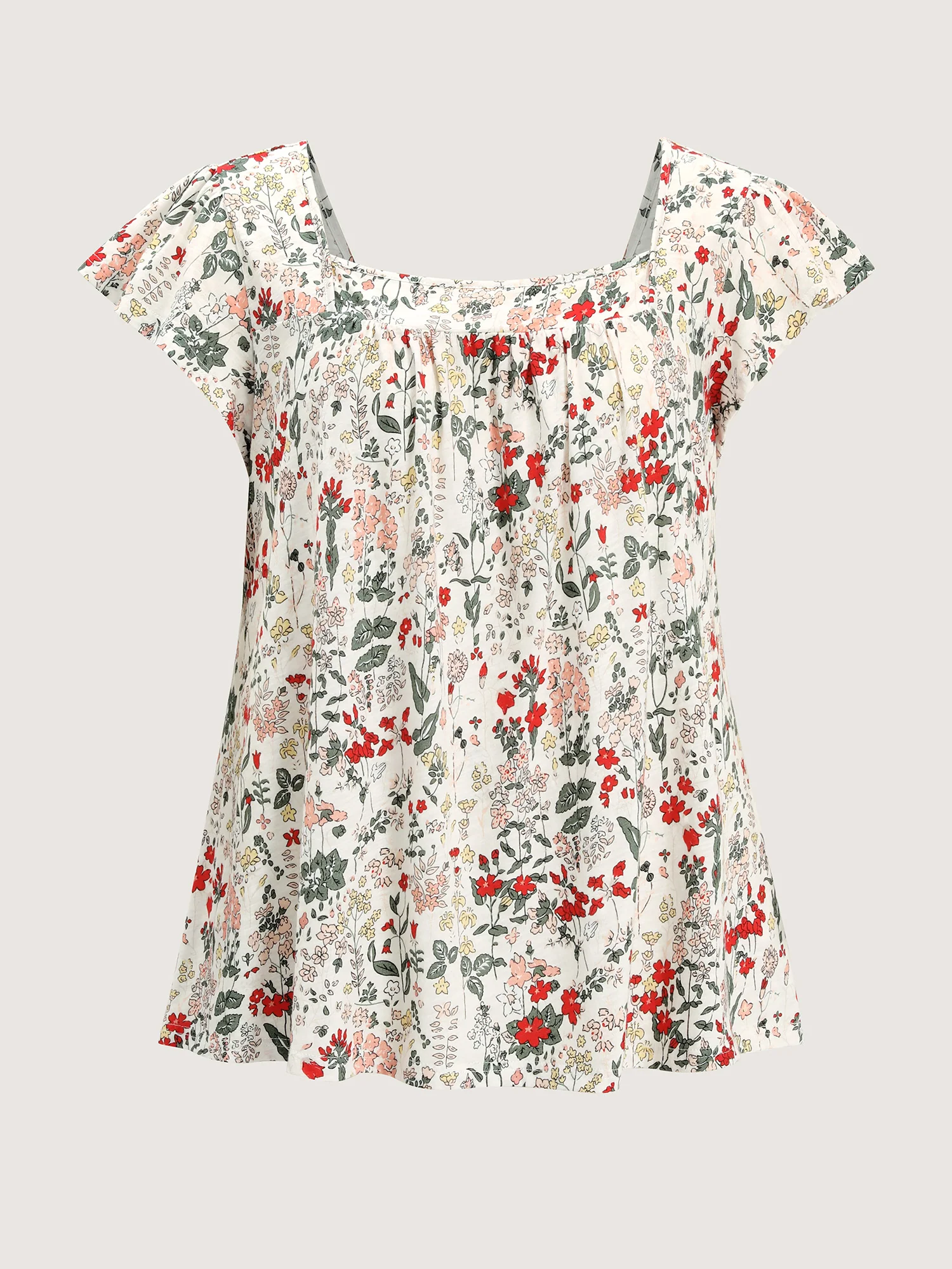 Pure Cotton Floral Print Square Neck Top - Image 7