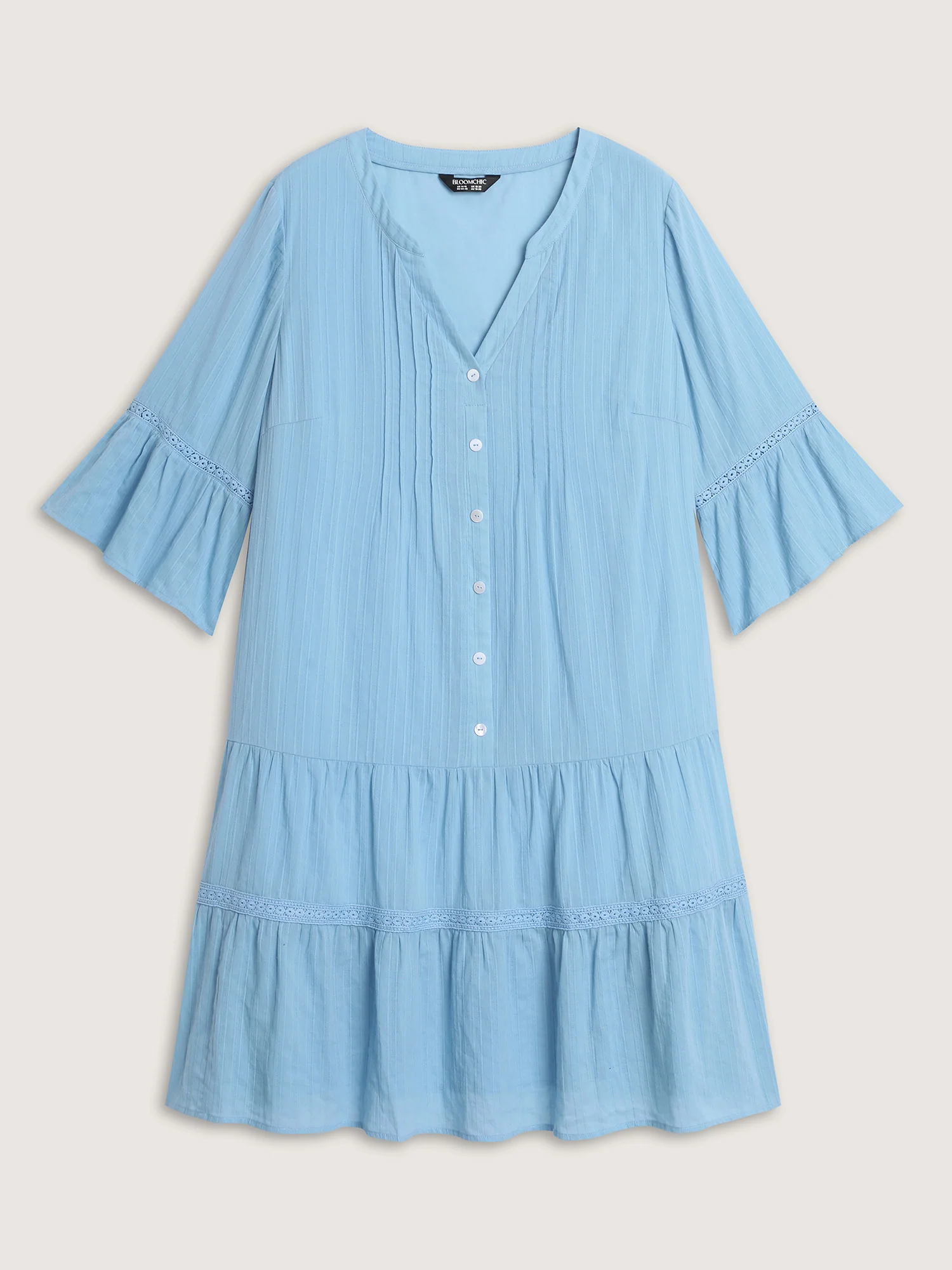 Pure Cotton Lace Trim Tiered Midi Dress - Image 7