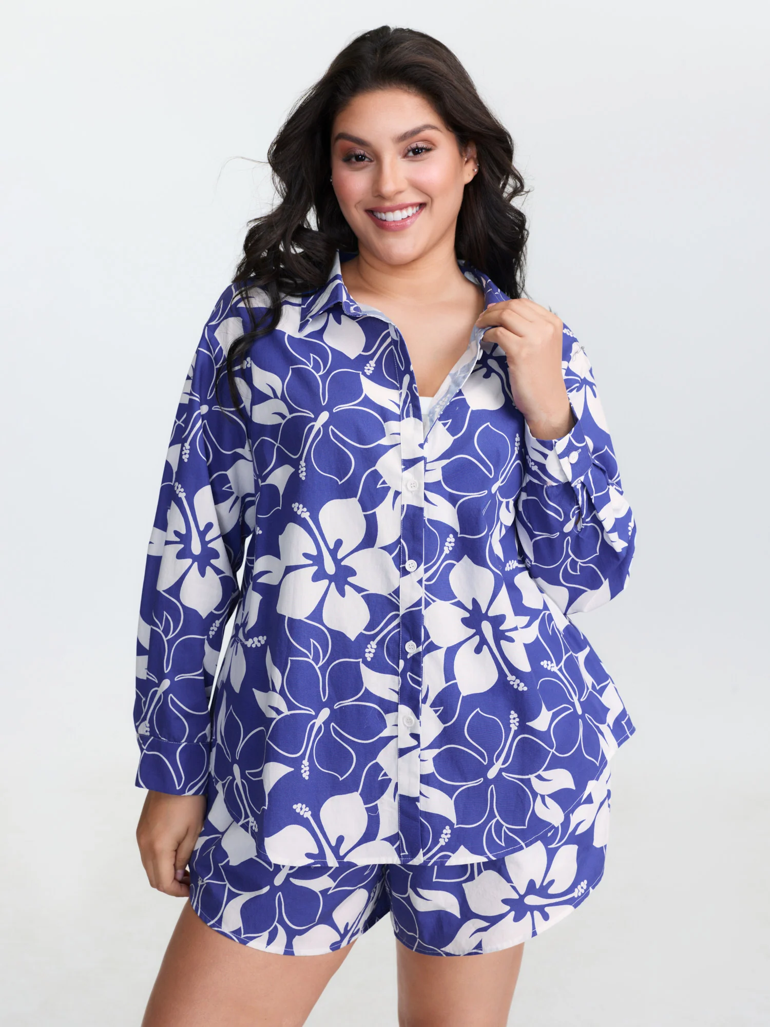 Pure Cotton Large Floral Print Shirt - Image 4
