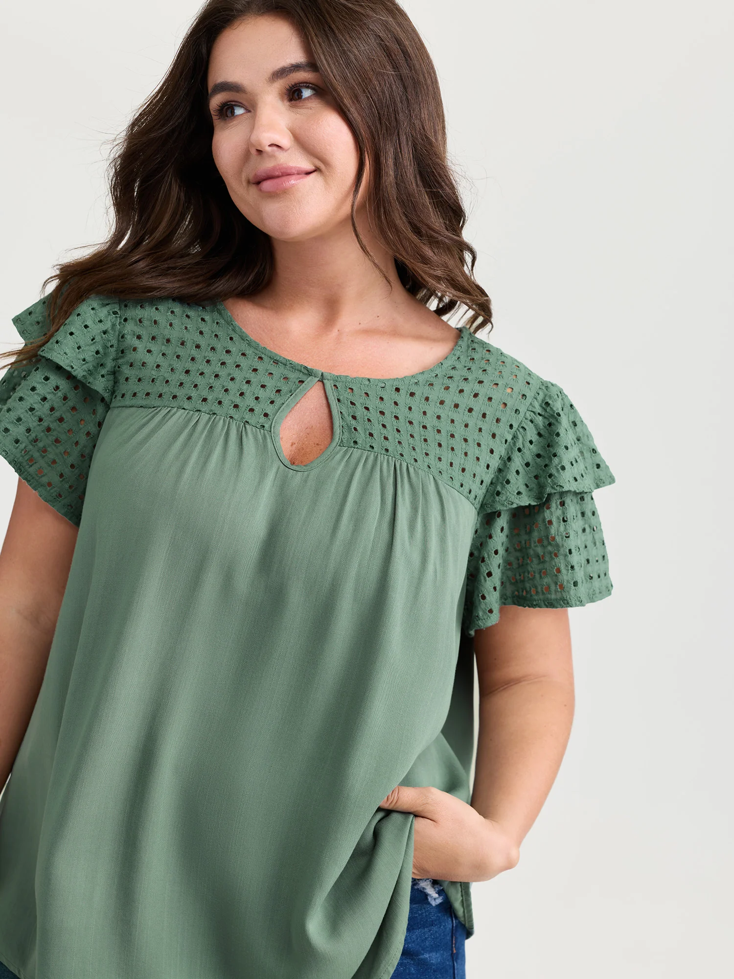 Pure Cotton Layered Sleeve Flowy Blouse