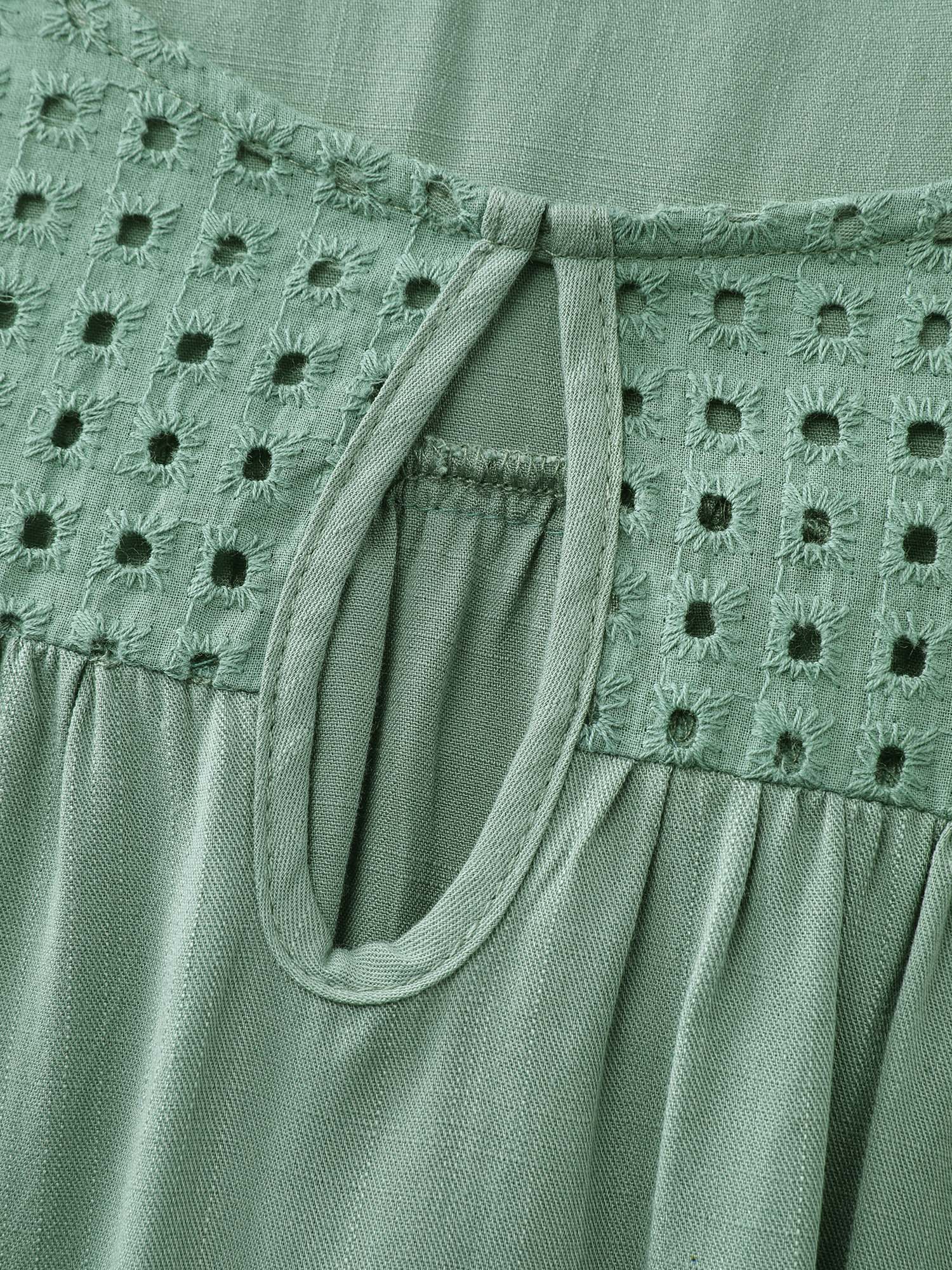 Pure Cotton Layered Sleeve Flowy Blouse - Image 6
