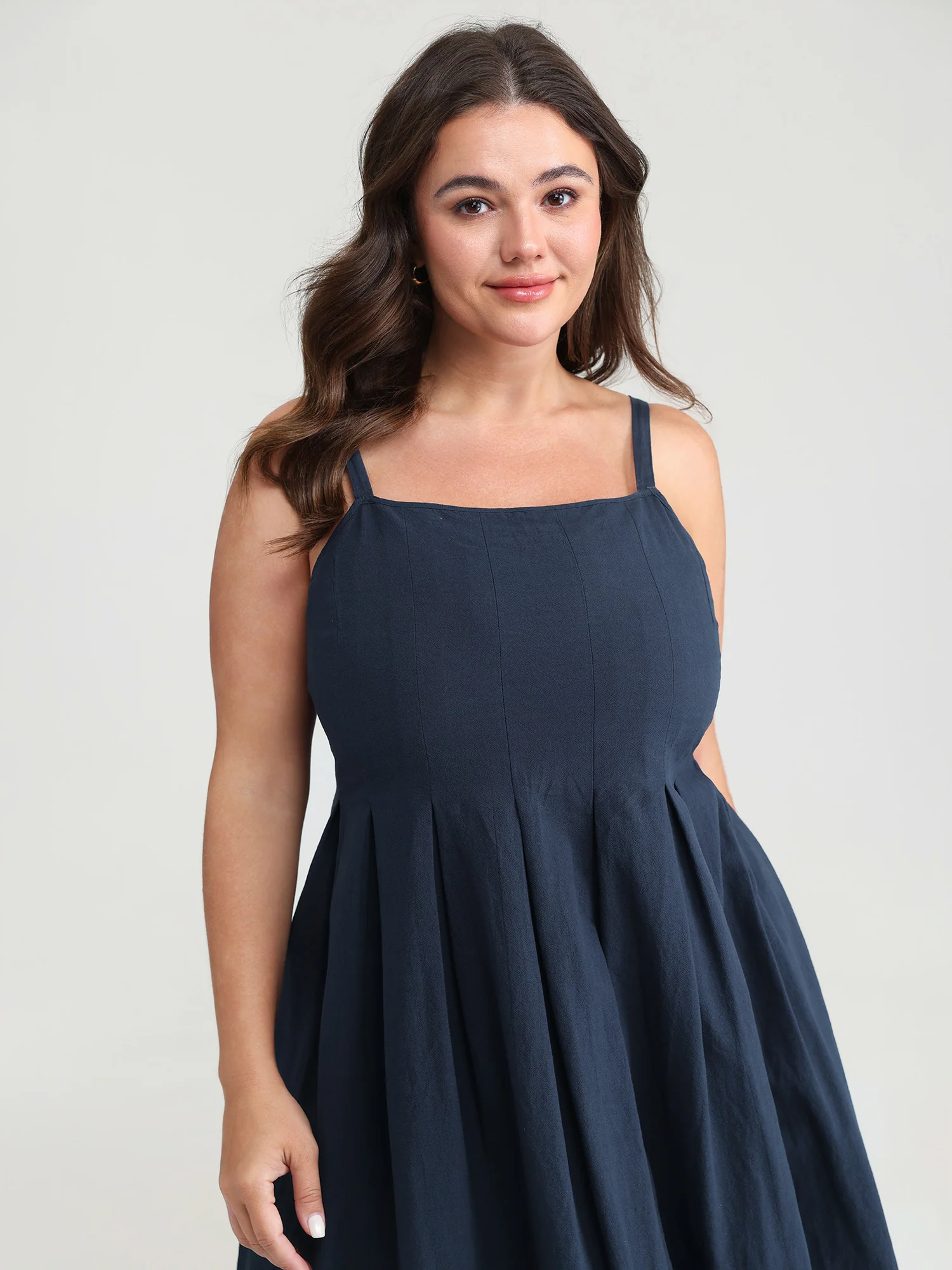 Pure Cotton Pleated Adjustable Midi Dress - Image 2