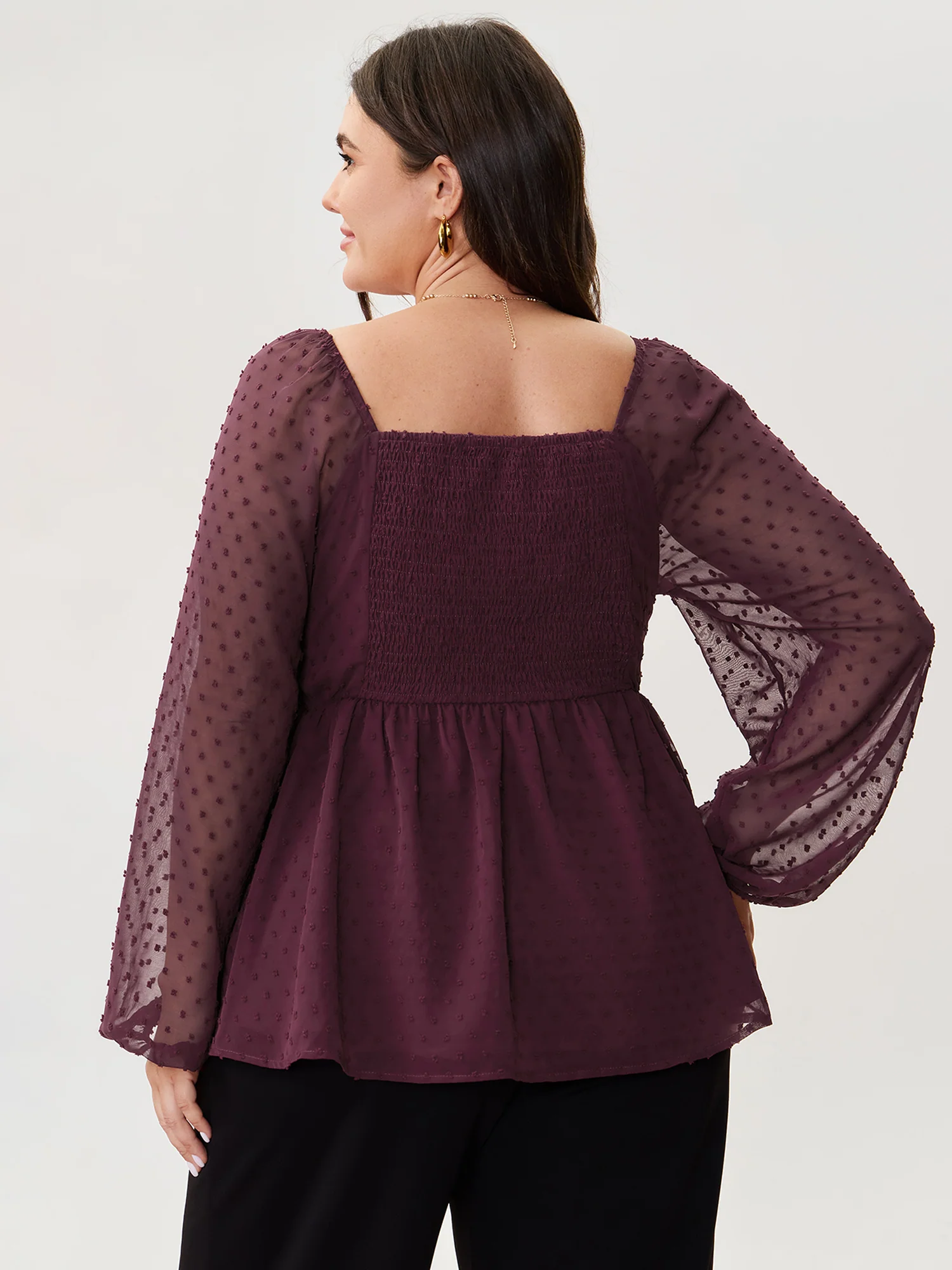 Ruched Textured Shirred Back Blouse - Image 4