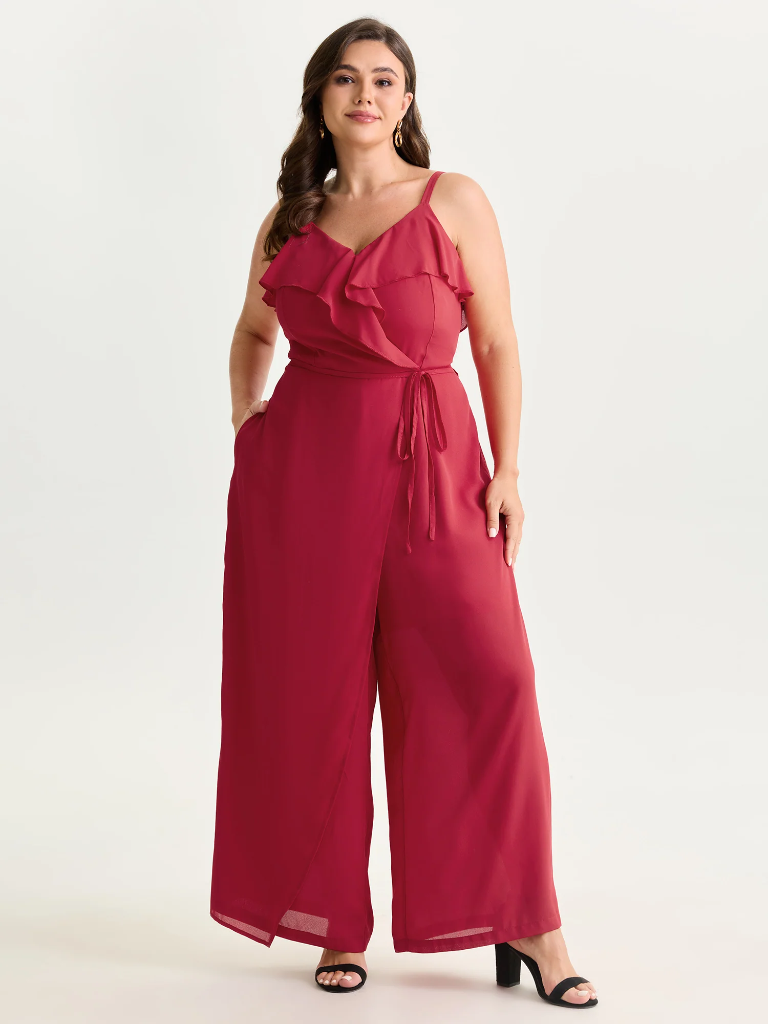 Ruffled Layered Stretchy Waist Jumpsuit