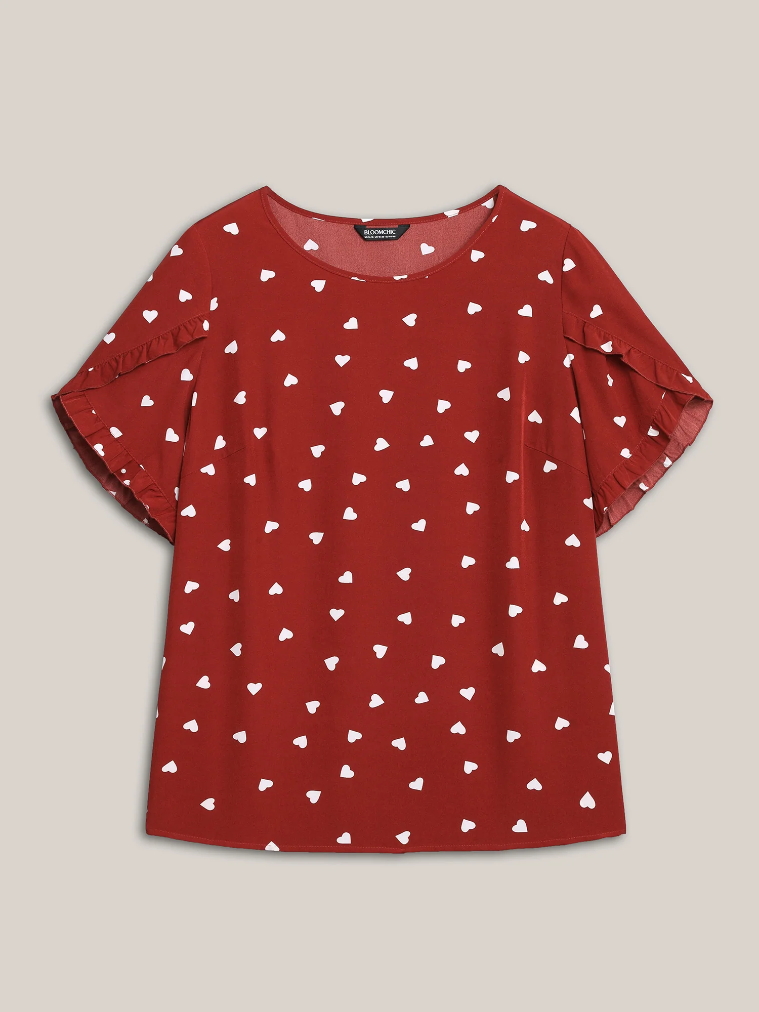 Ruffled Overlap Sleeve Heart Pattern Blouse - Image 7