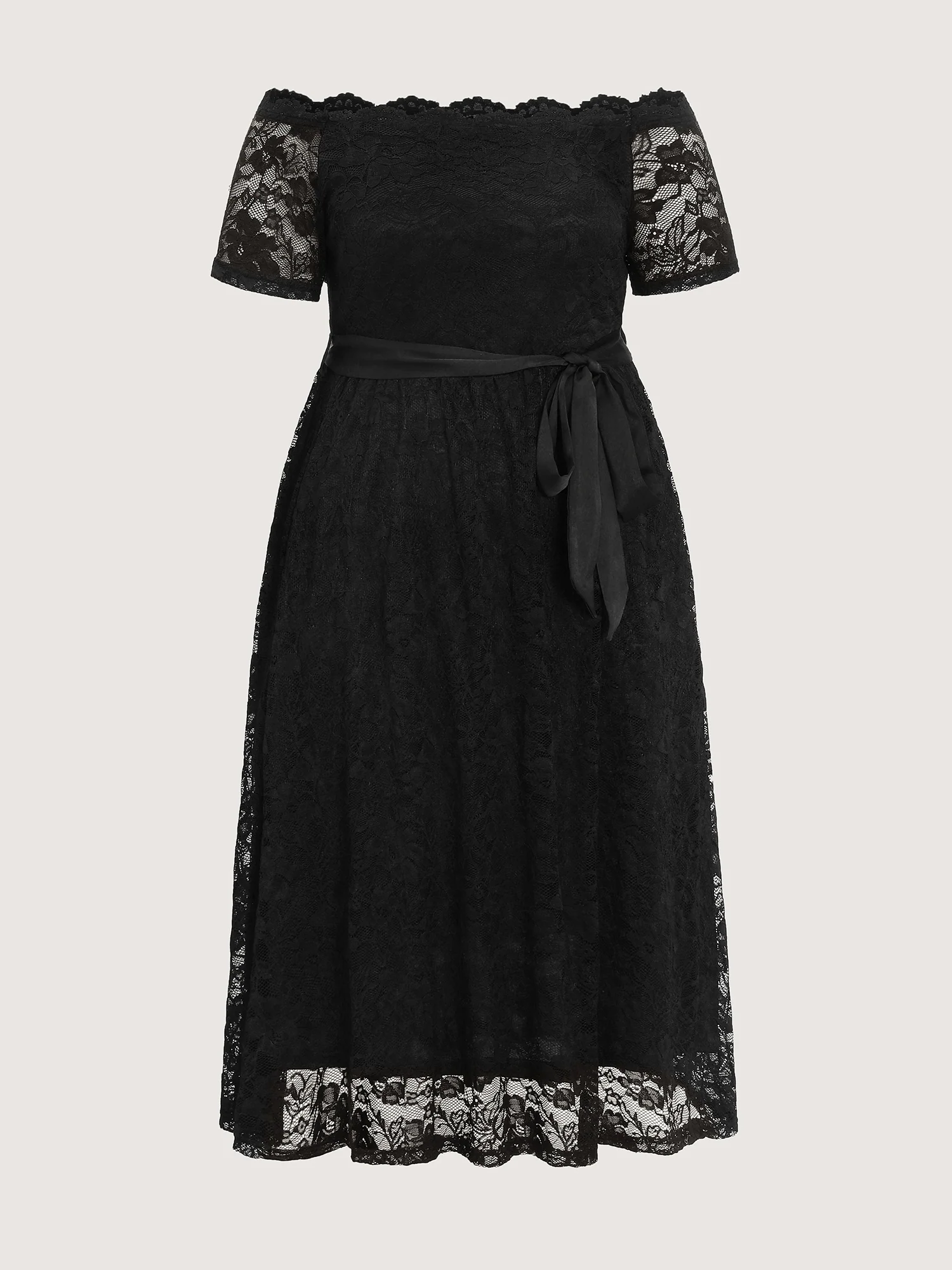 Sensational Lace Stretchy Waist Tie Midi Dress - Image 7
