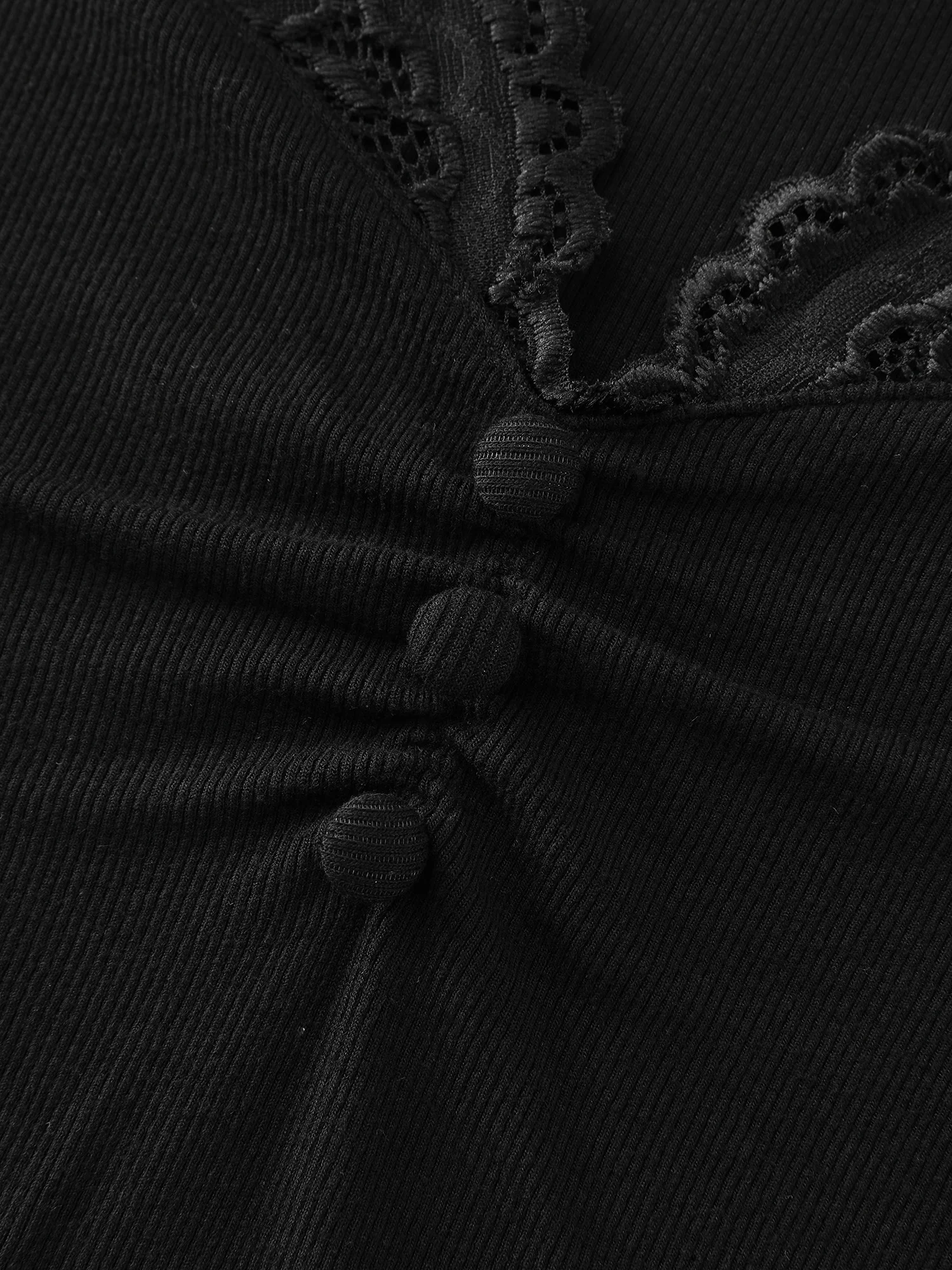 Sheer Lace Neckline Shirred Knit Top - Image 5