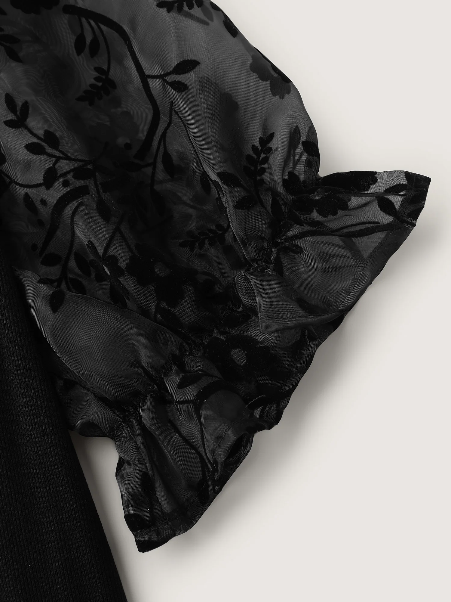Sheer Puffy Sleeve Round Neck T-Shirt - Image 6
