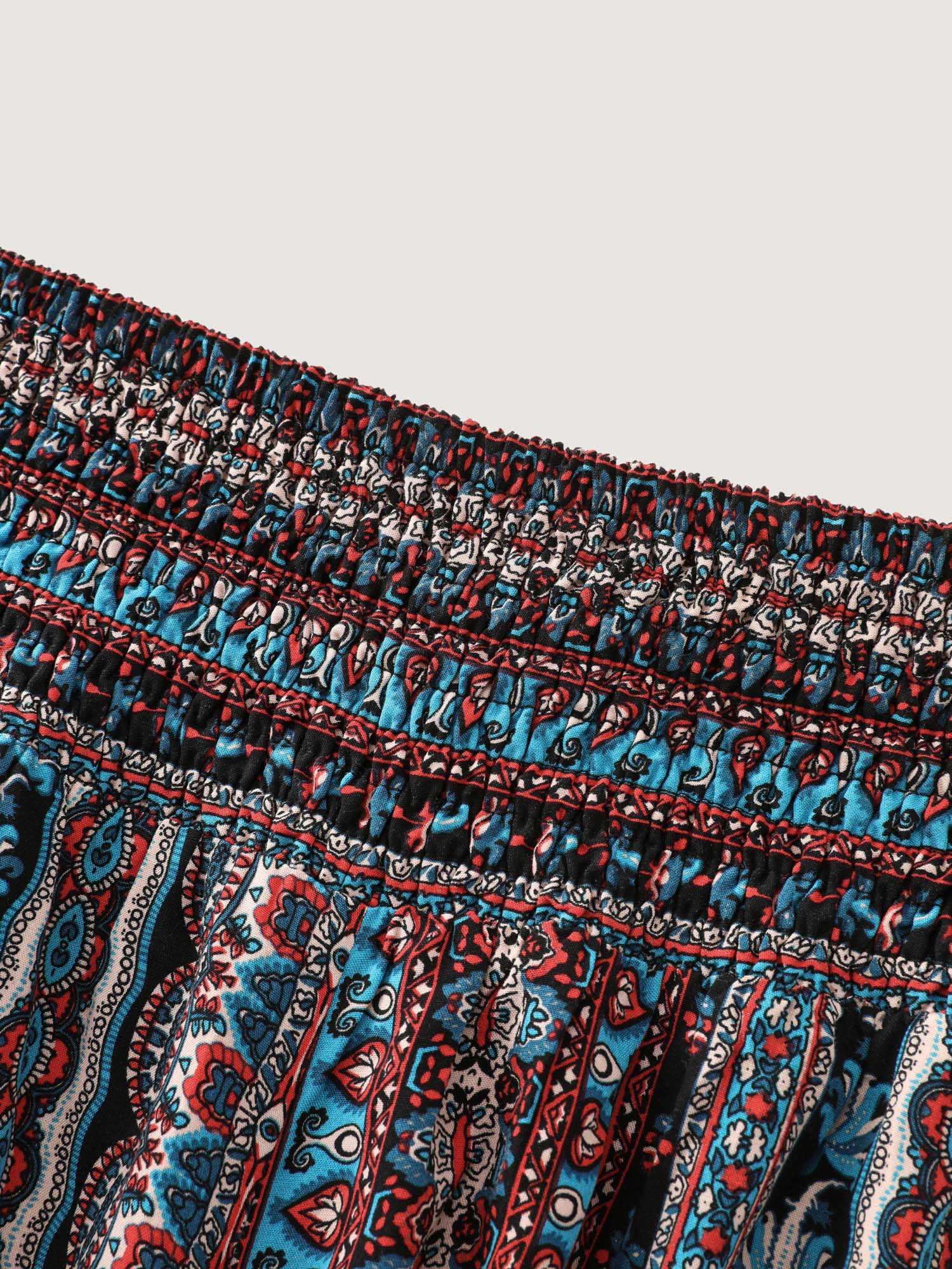 Shirred Colorful Asymmetric Hem Pants - Image 6