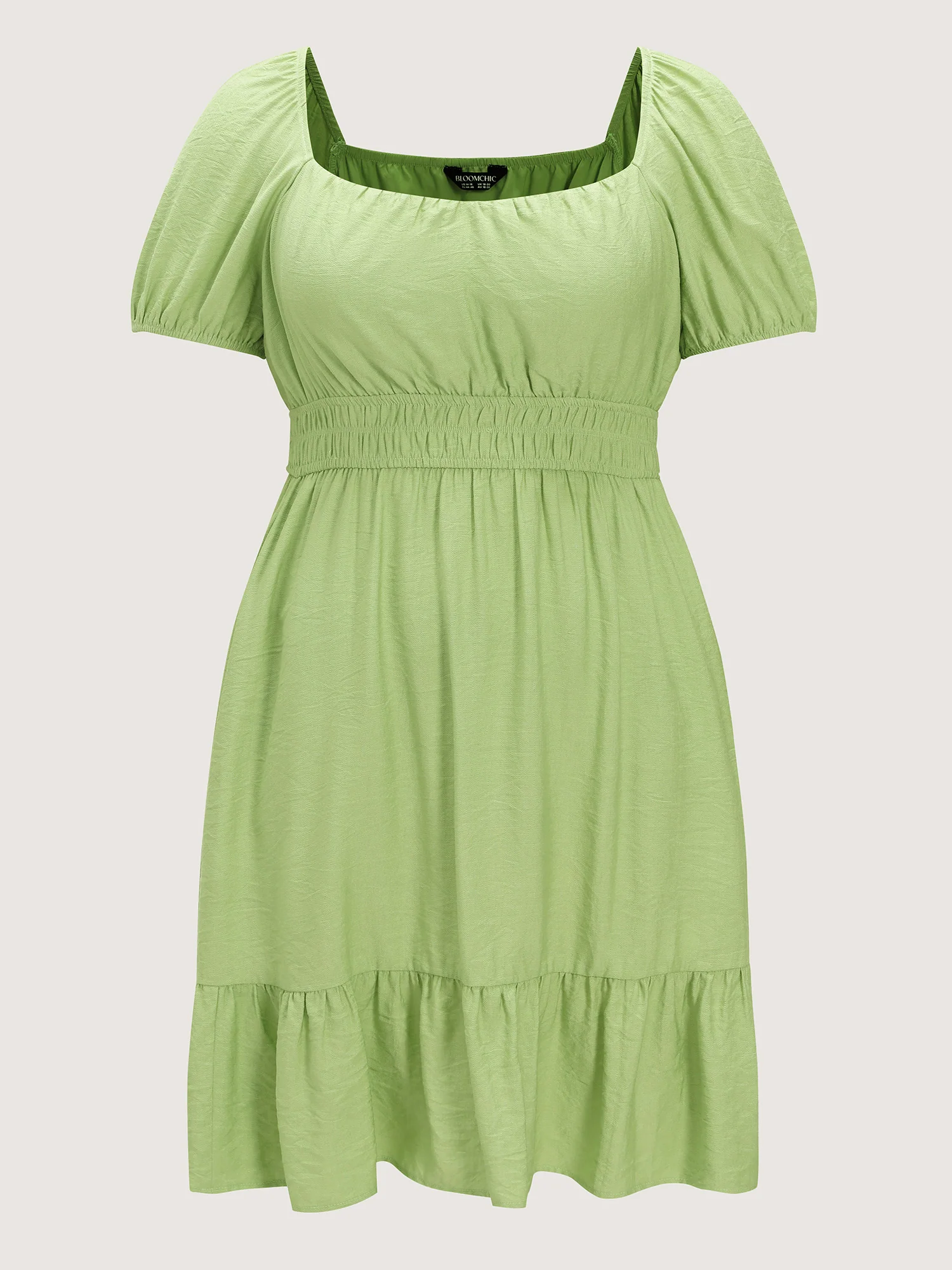 Shirred Waist Puff Sleeve Mini Dress - Image 7