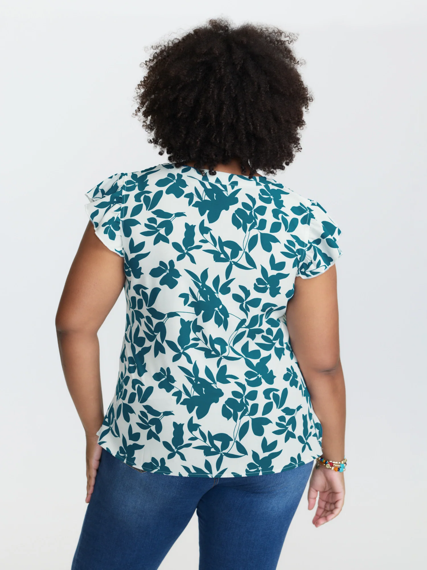 Silhouette Floral Print Notched Collar Pleated Blouse - Image 4
